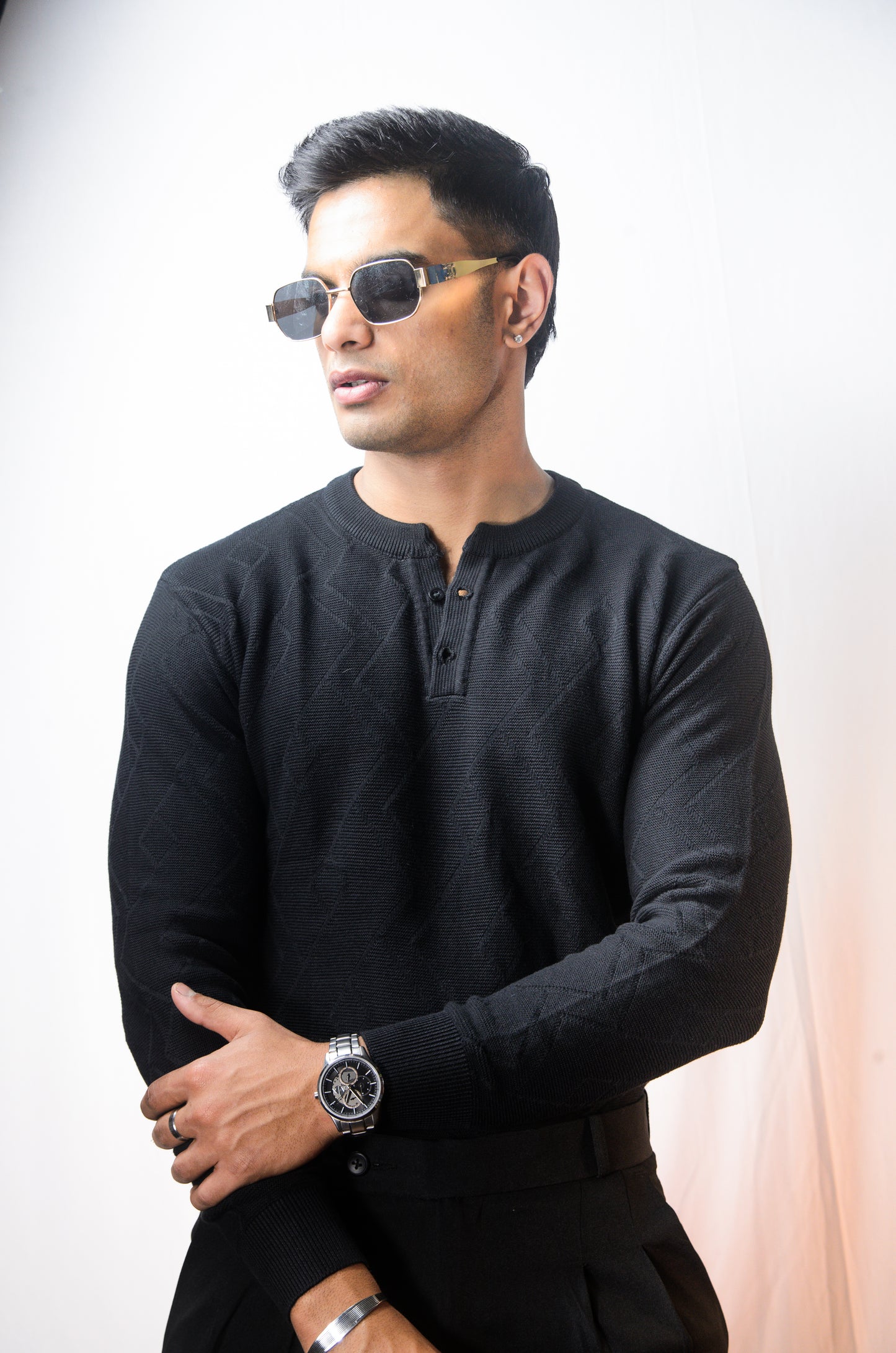 The Arizona Full Sleeve Polo T-Shirt - BLACK
