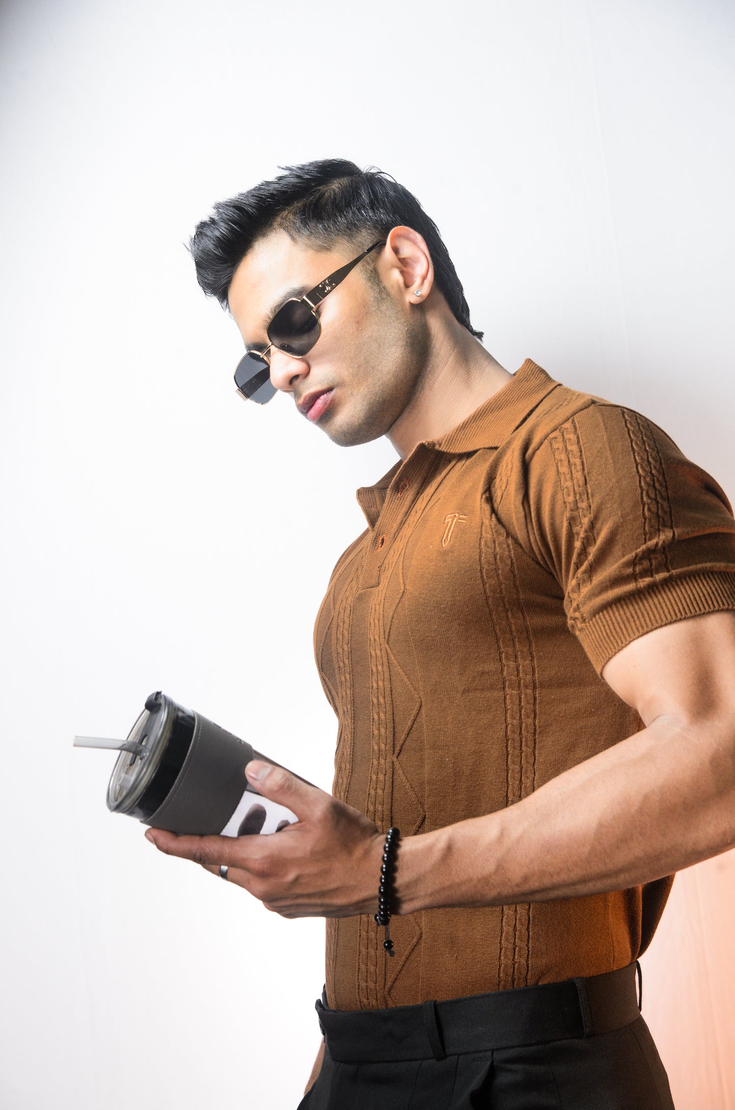 The Arden Half Sleeve Polo - BROWN