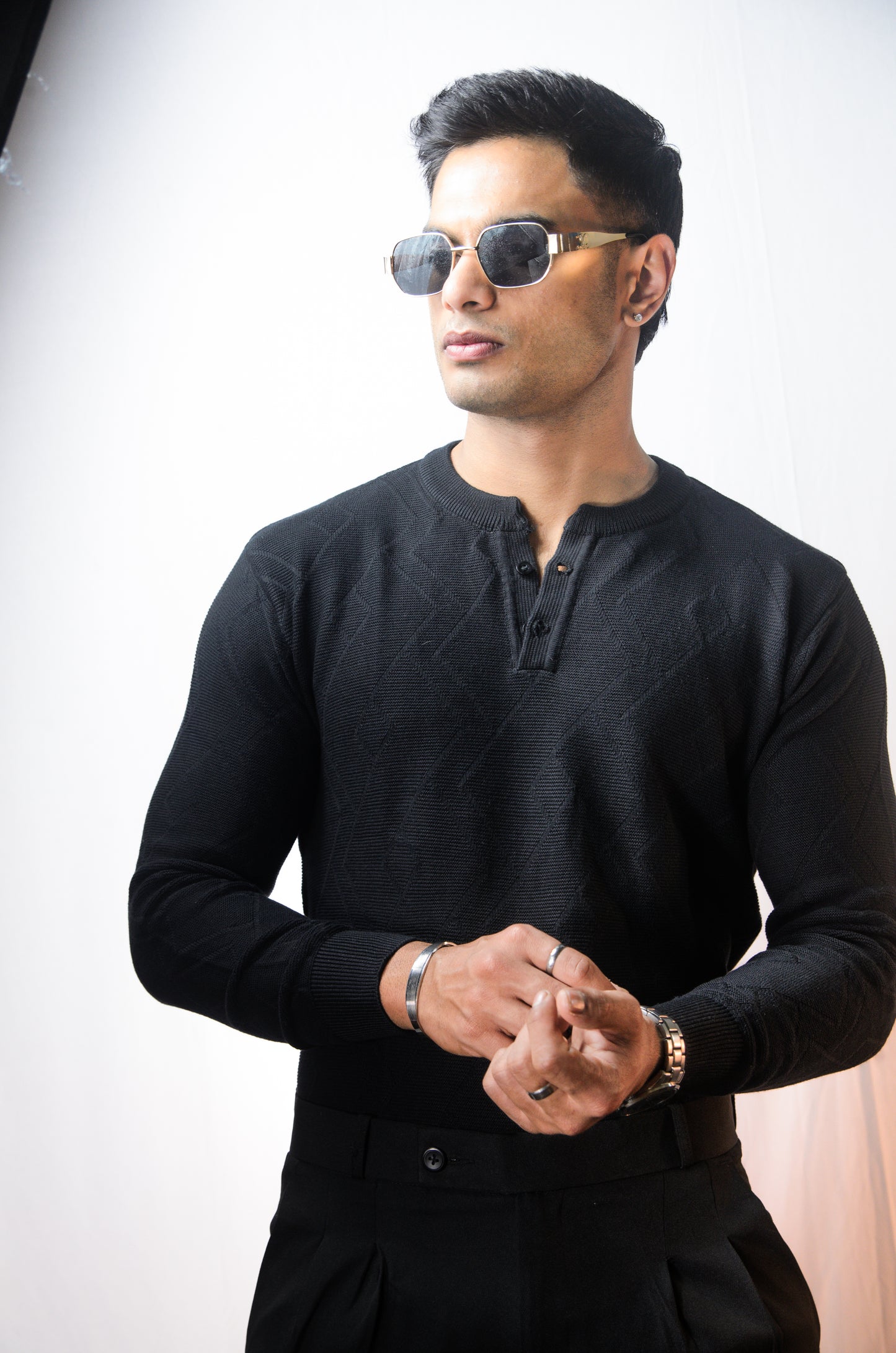 The Arizona Full Sleeve Polo T-Shirt - BLACK