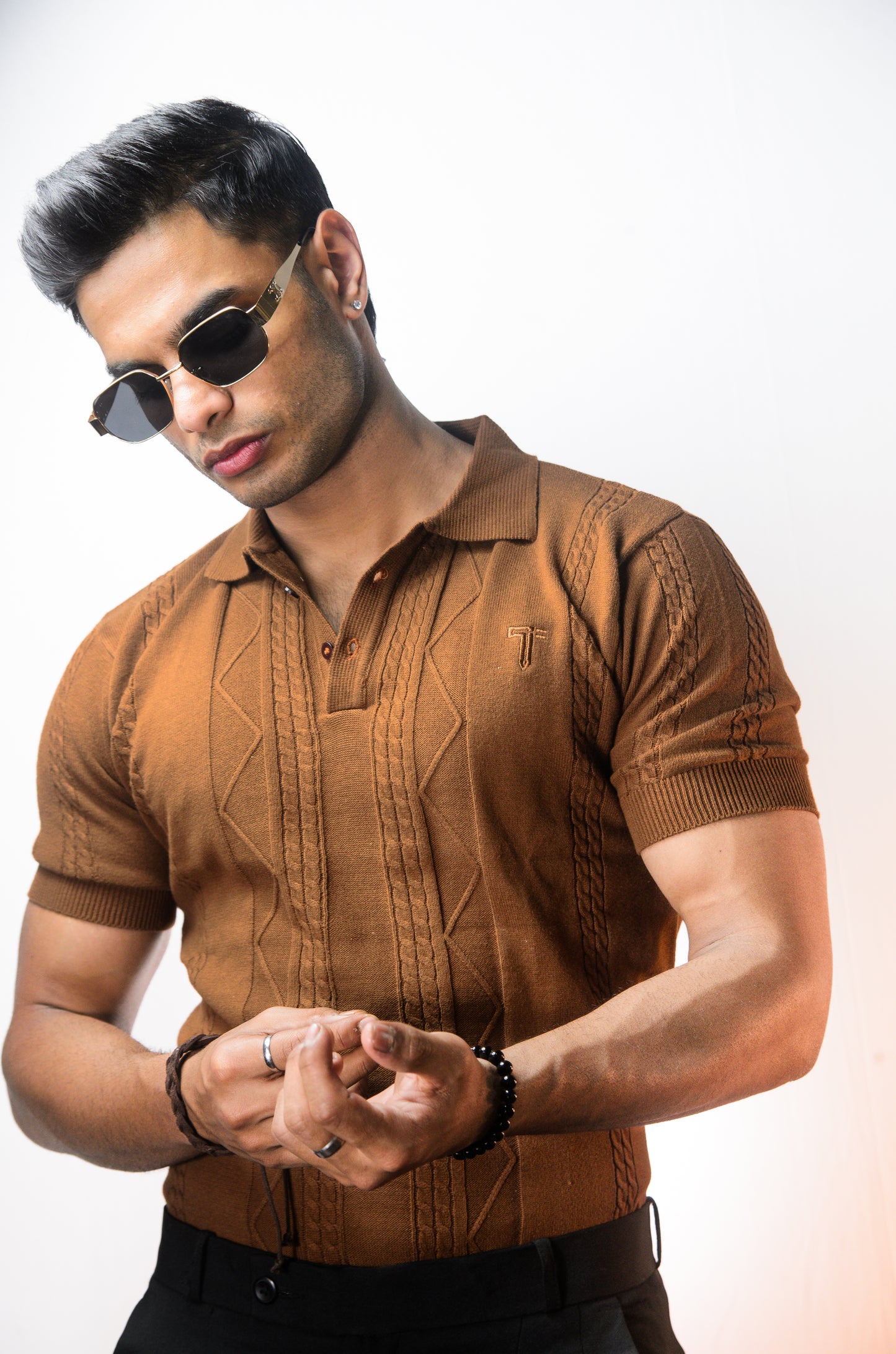 The Arden Half Sleeve Polo - BROWN