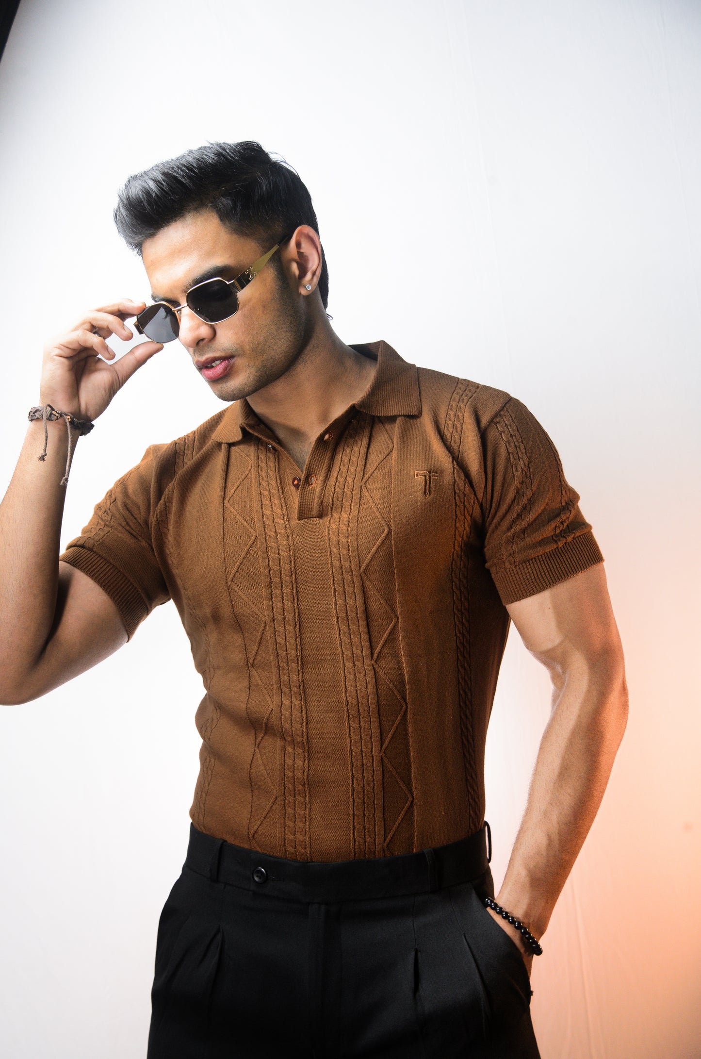 The Arden Half Sleeve Polo - BROWN