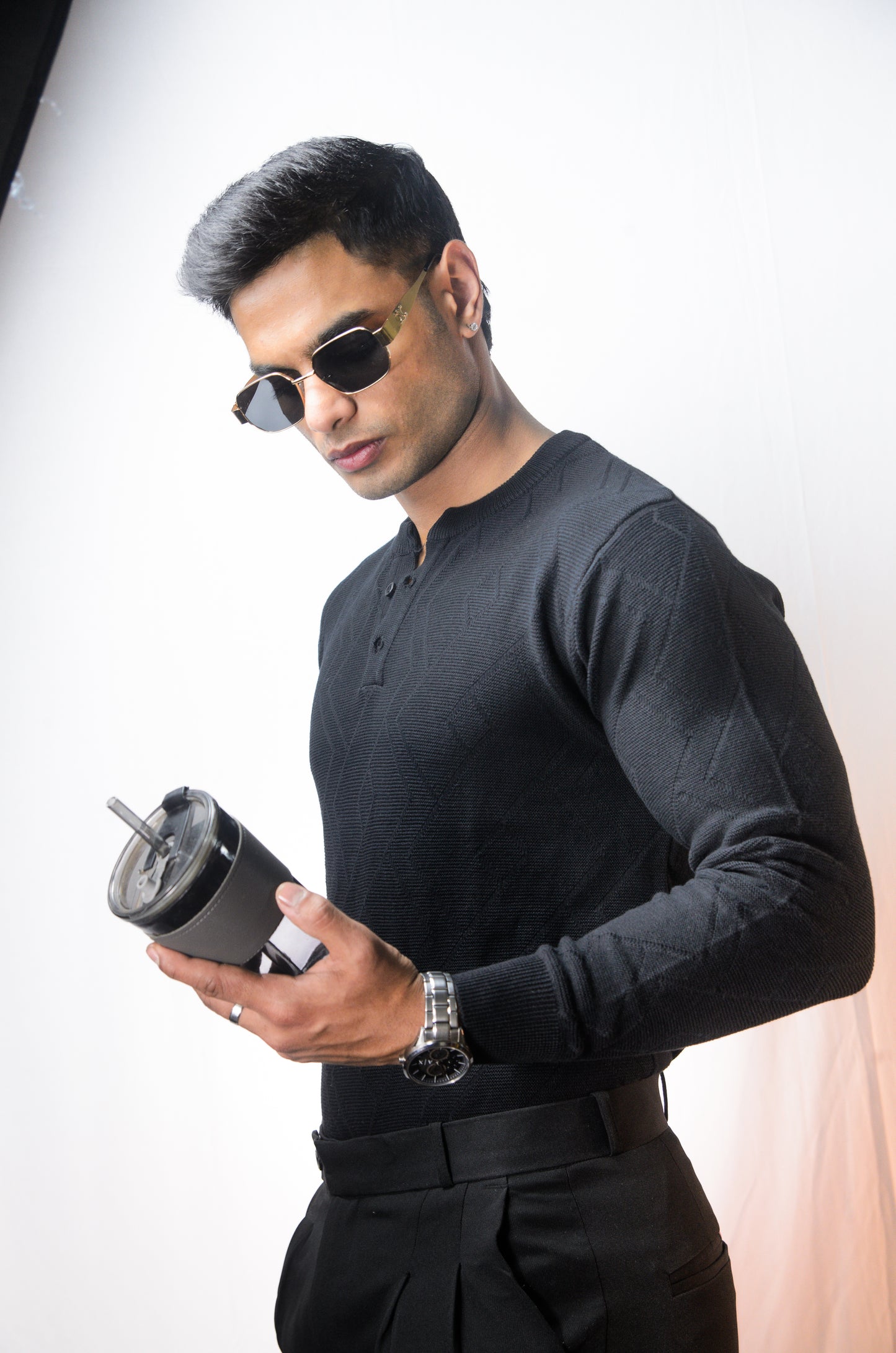 The Arizona Full Sleeve Polo T-Shirt - BLACK