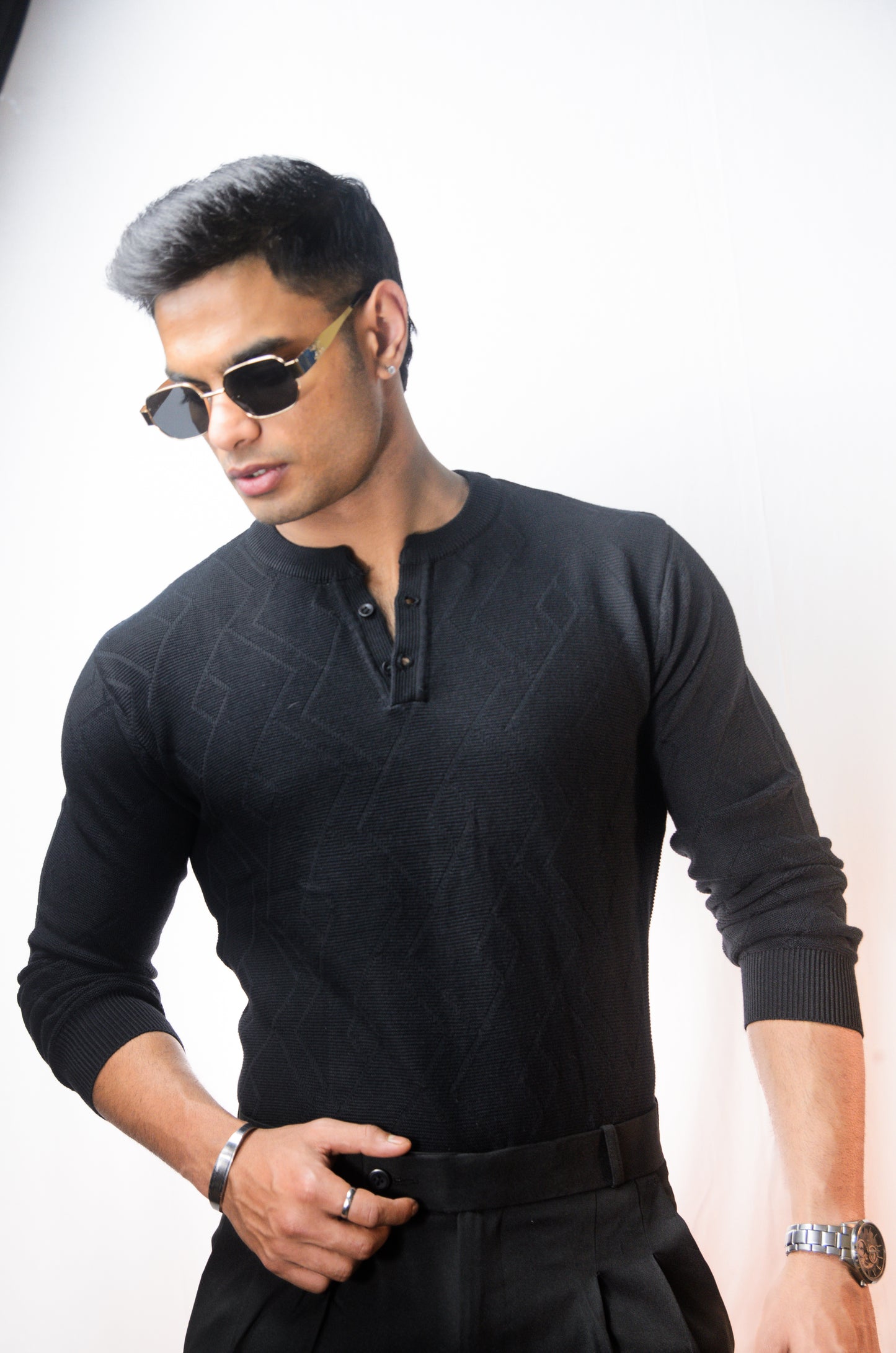 The Arizona Full Sleeve Polo T-Shirt - BLACK
