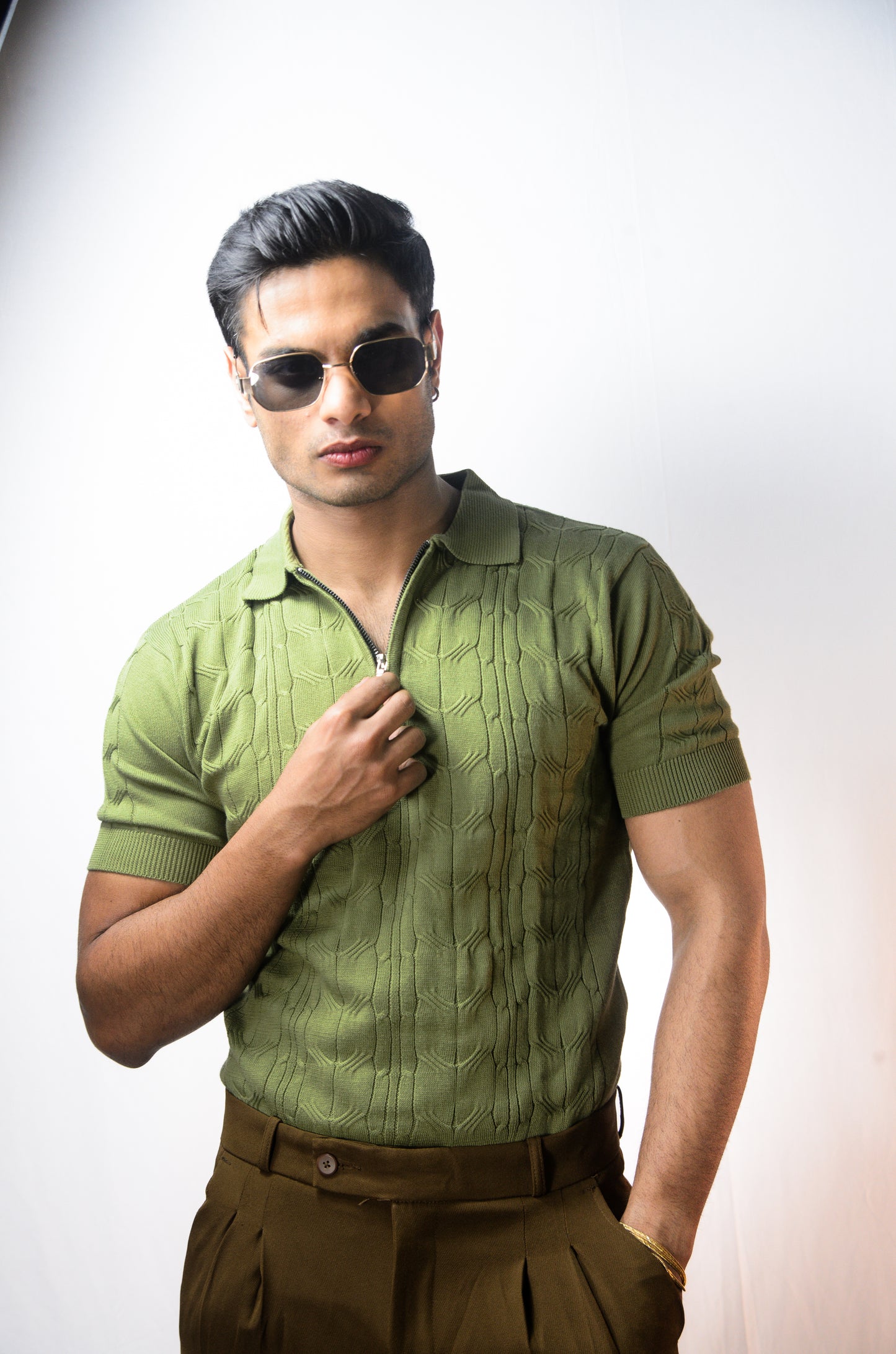 Santorini Knit Polo- ESTATE GREEN