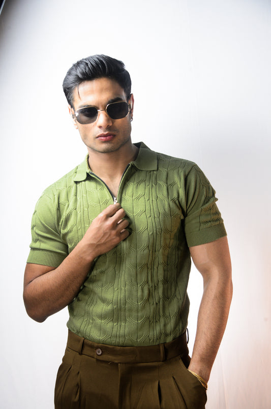 Santorini Knit Polo- ESTATE GREEN