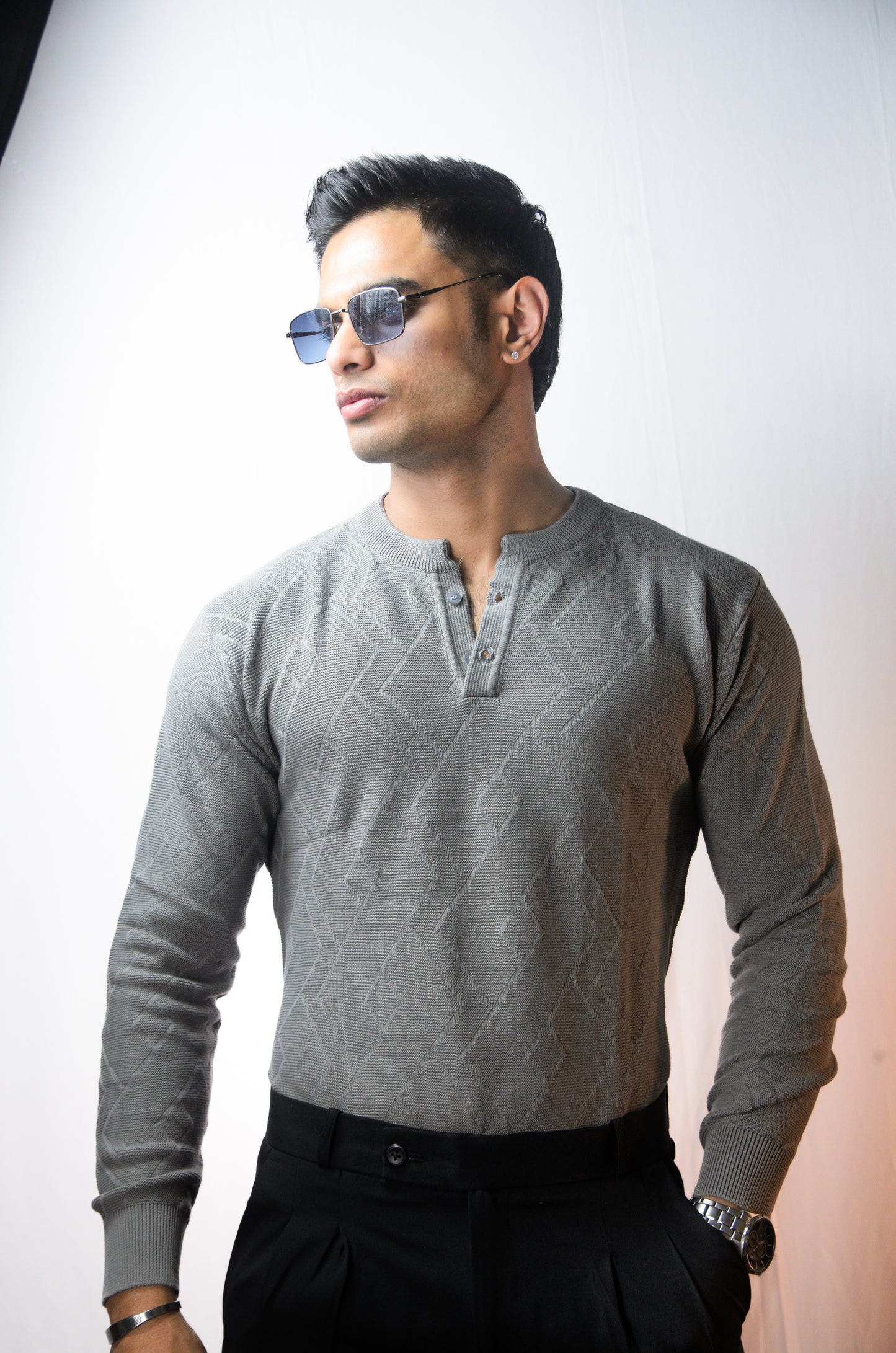 The Arizona Full Sleeve Polo T-Shirt - GREY