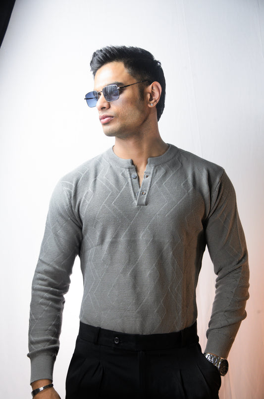 The Arizona Full Sleeve Polo T-Shirt - GREY