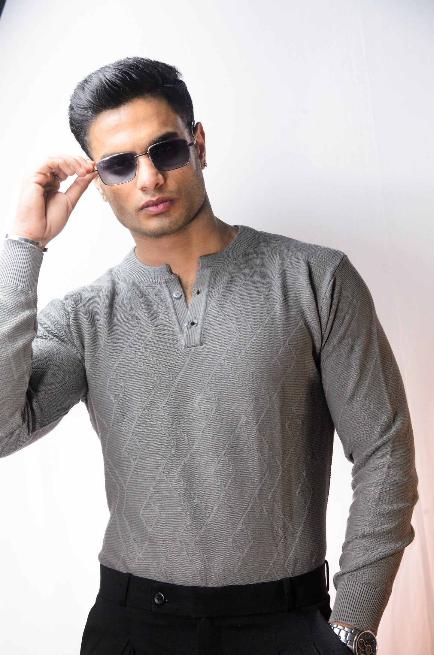 The Arizona Full Sleeve Polo T-Shirt - GREY