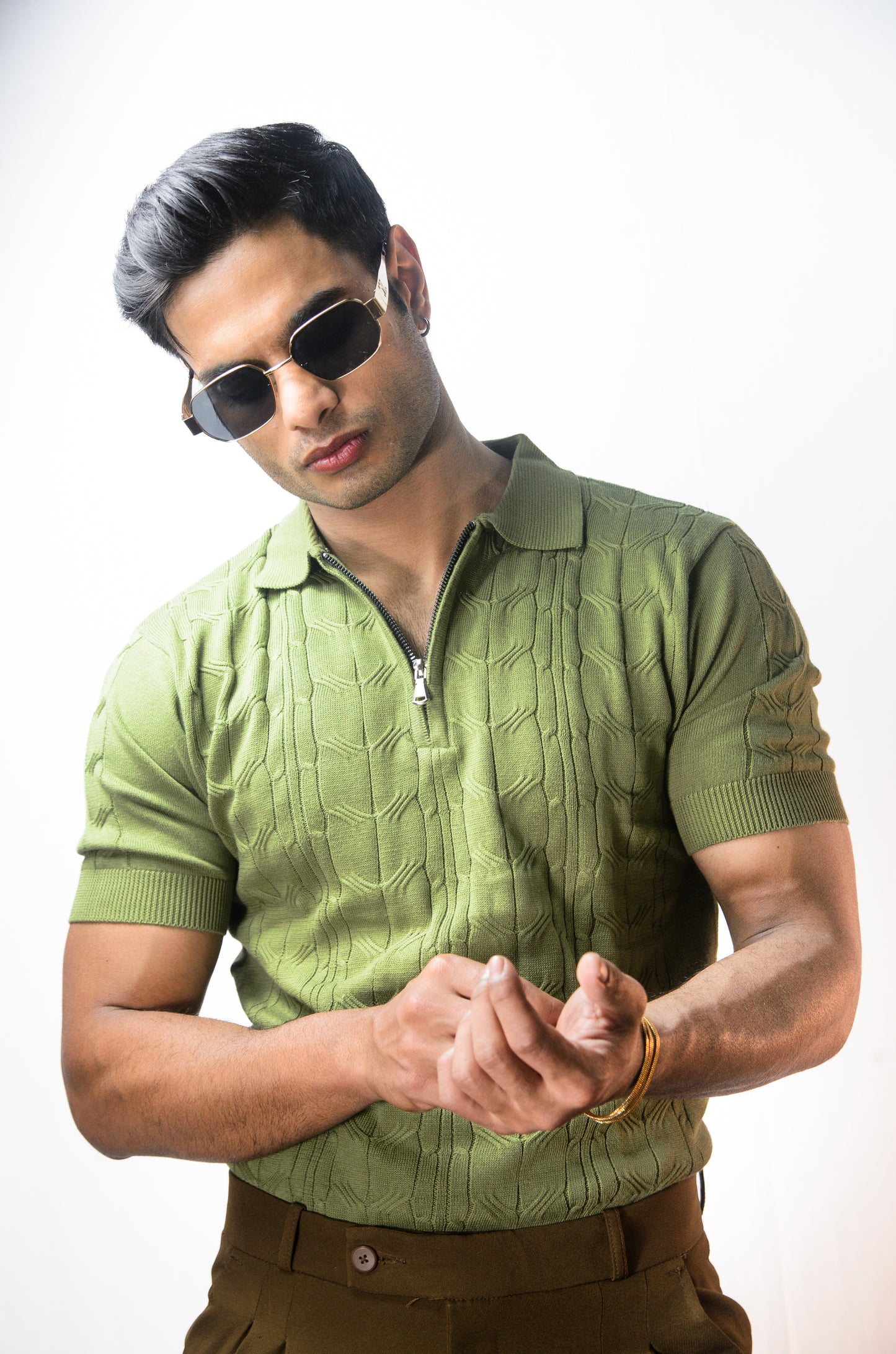 Santorini Knit Polo- ESTATE GREEN