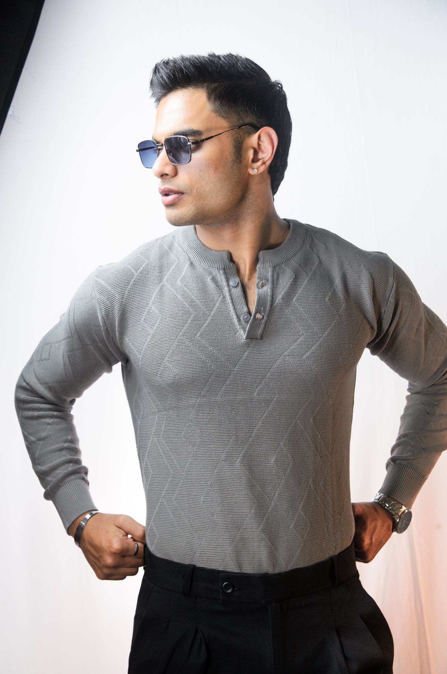 The Arizona Full Sleeve Polo T-Shirt - GREY