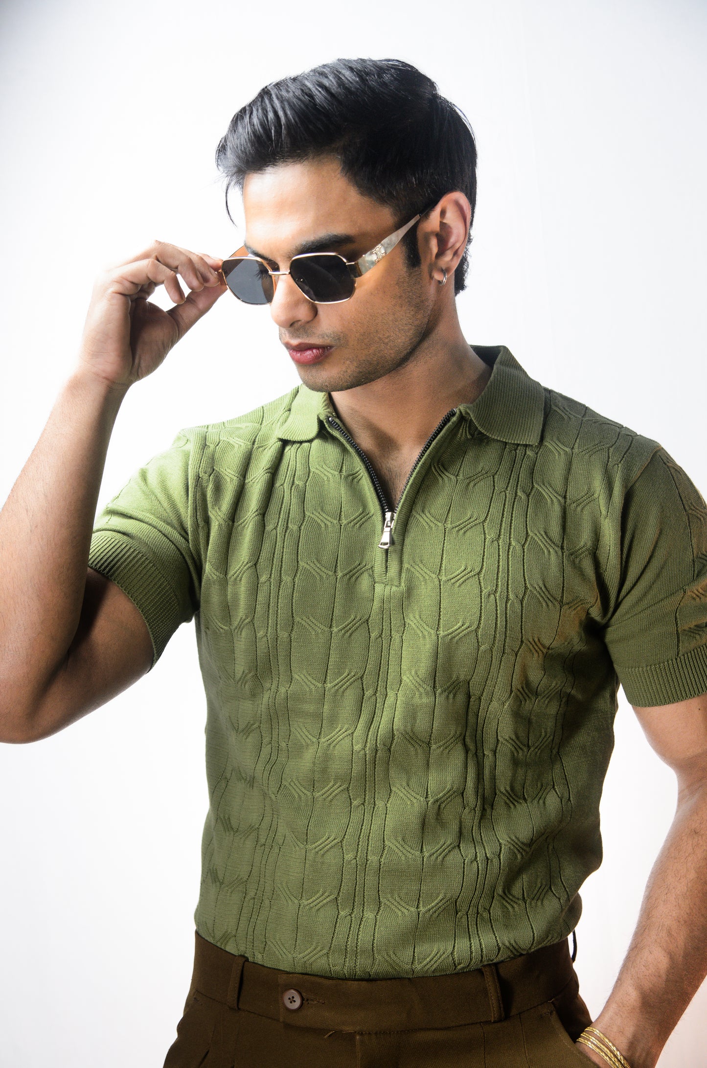 Santorini Knit Polo- ESTATE GREEN