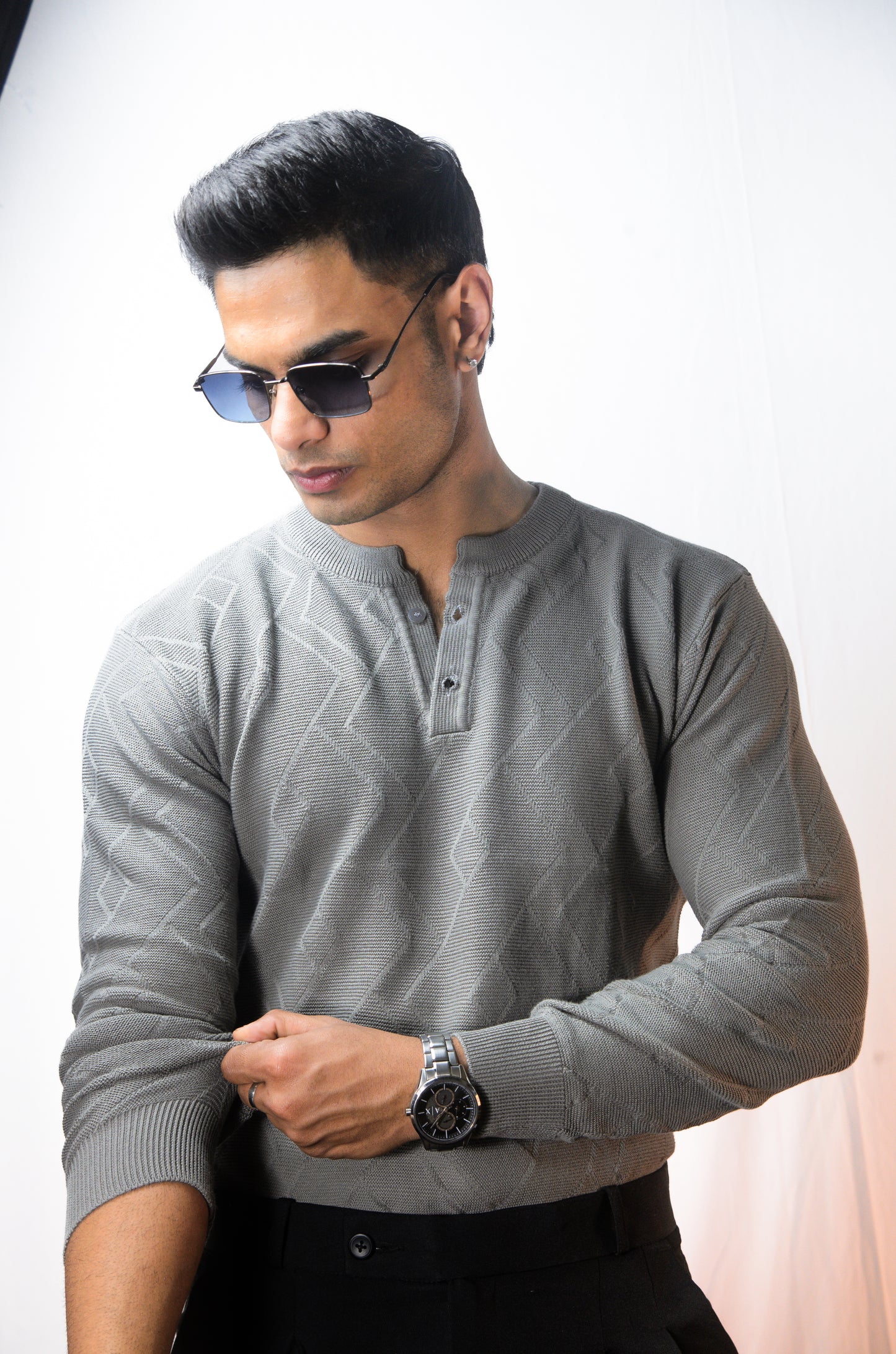 The Arizona Full Sleeve Polo T-Shirt - GREY