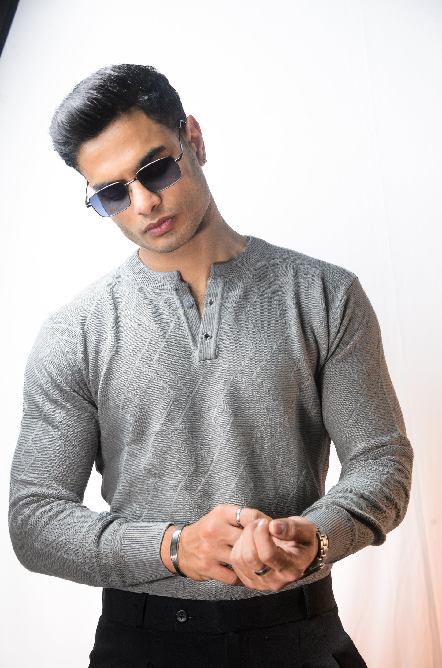 The Arizona Full Sleeve Polo T-Shirt - GREY