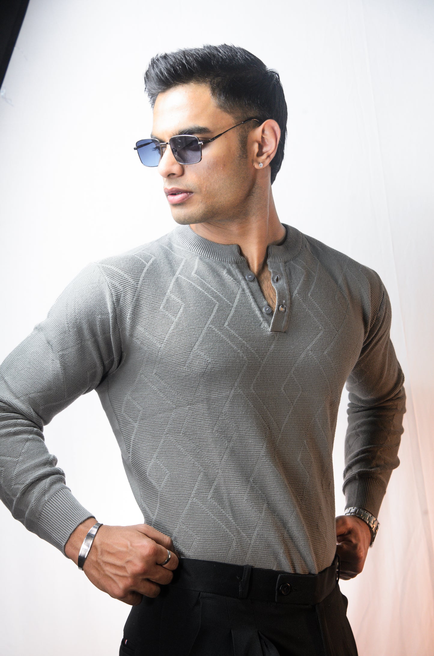 The Arizona Full Sleeve Polo T-Shirt - GREY