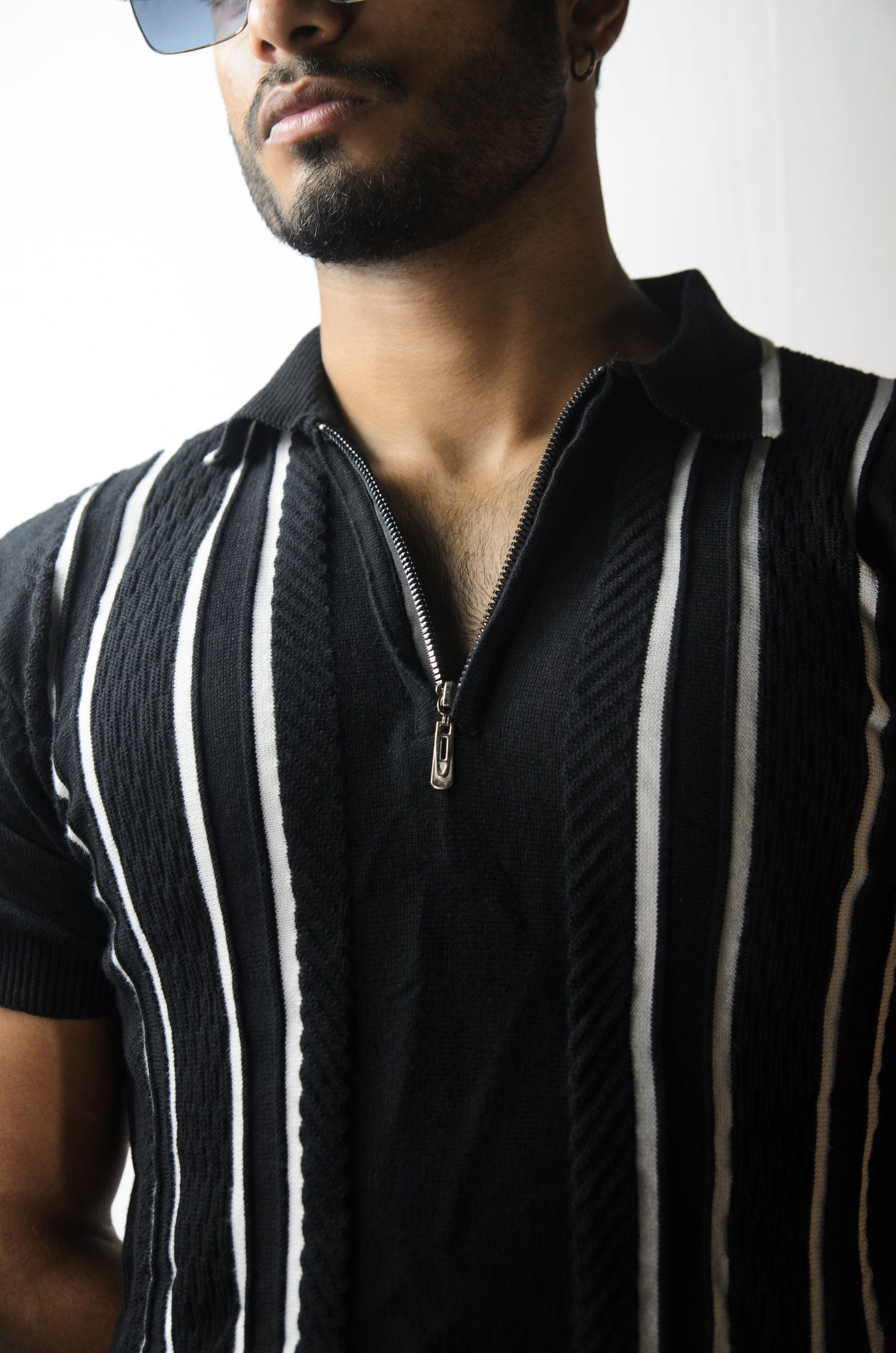 Textured Polo T-Shirt - BLACK