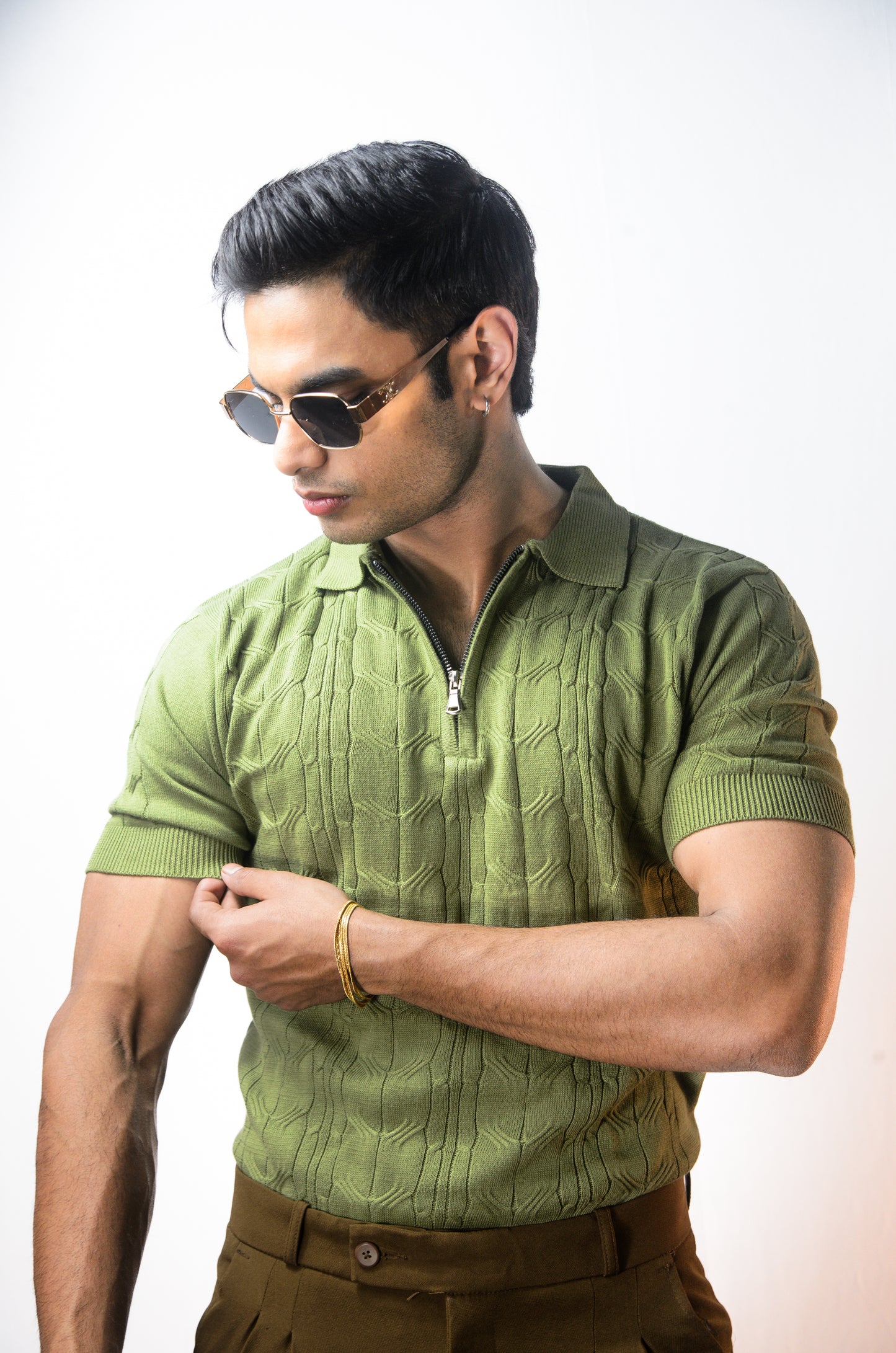 Santorini Knit Polo- ESTATE GREEN