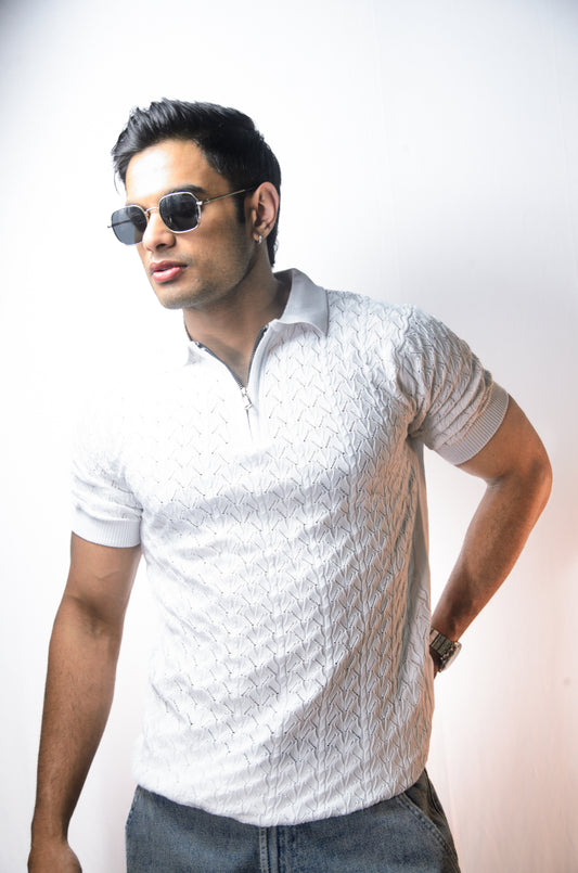 Palm Shade Polo-WHITE