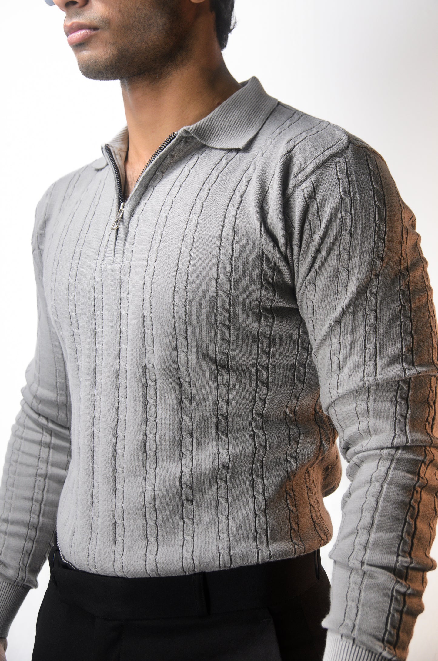 Swiss Elegance Full Sleeve T-shirt-GRAY