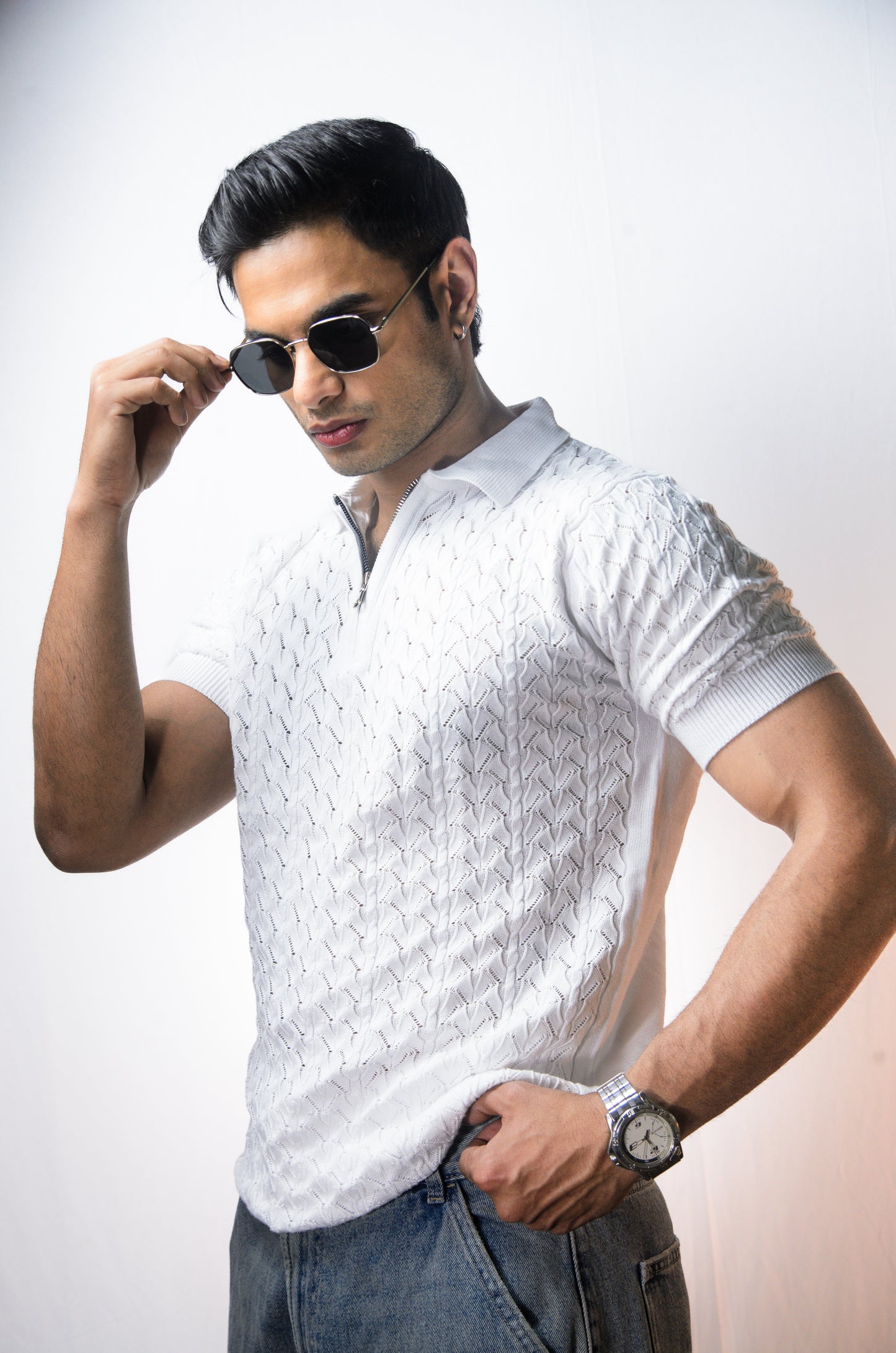 Palm Shade Polo-WHITE