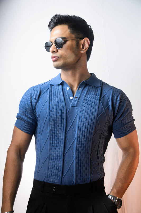 The Brookline Knit T-shirt - VINTAGE BLUE
