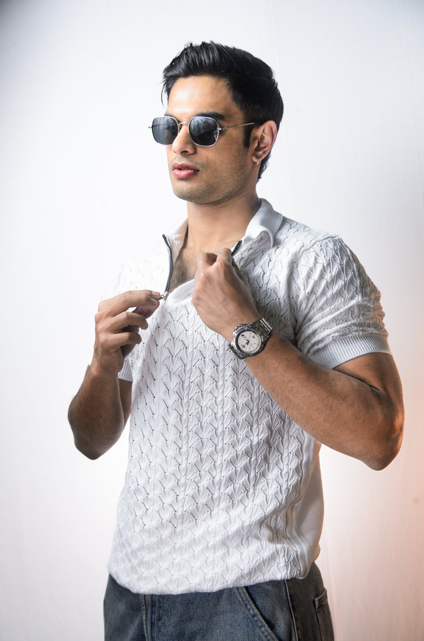 Palm Shade Polo-WHITE