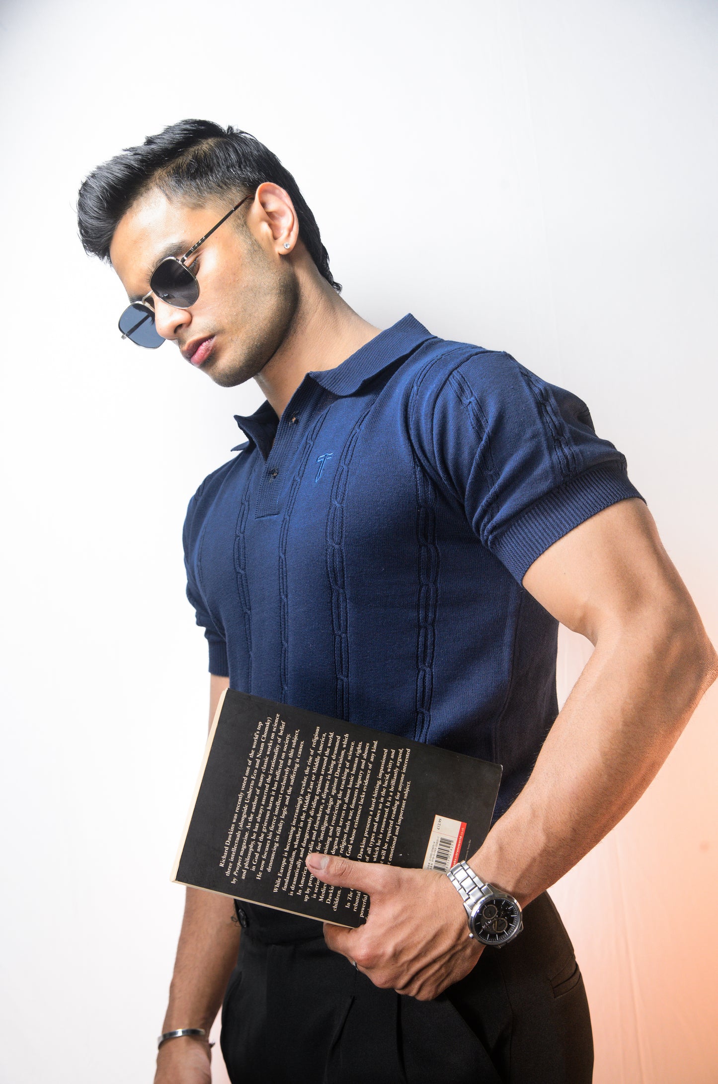 The Noiré Half Sleeve Polo - NAVY