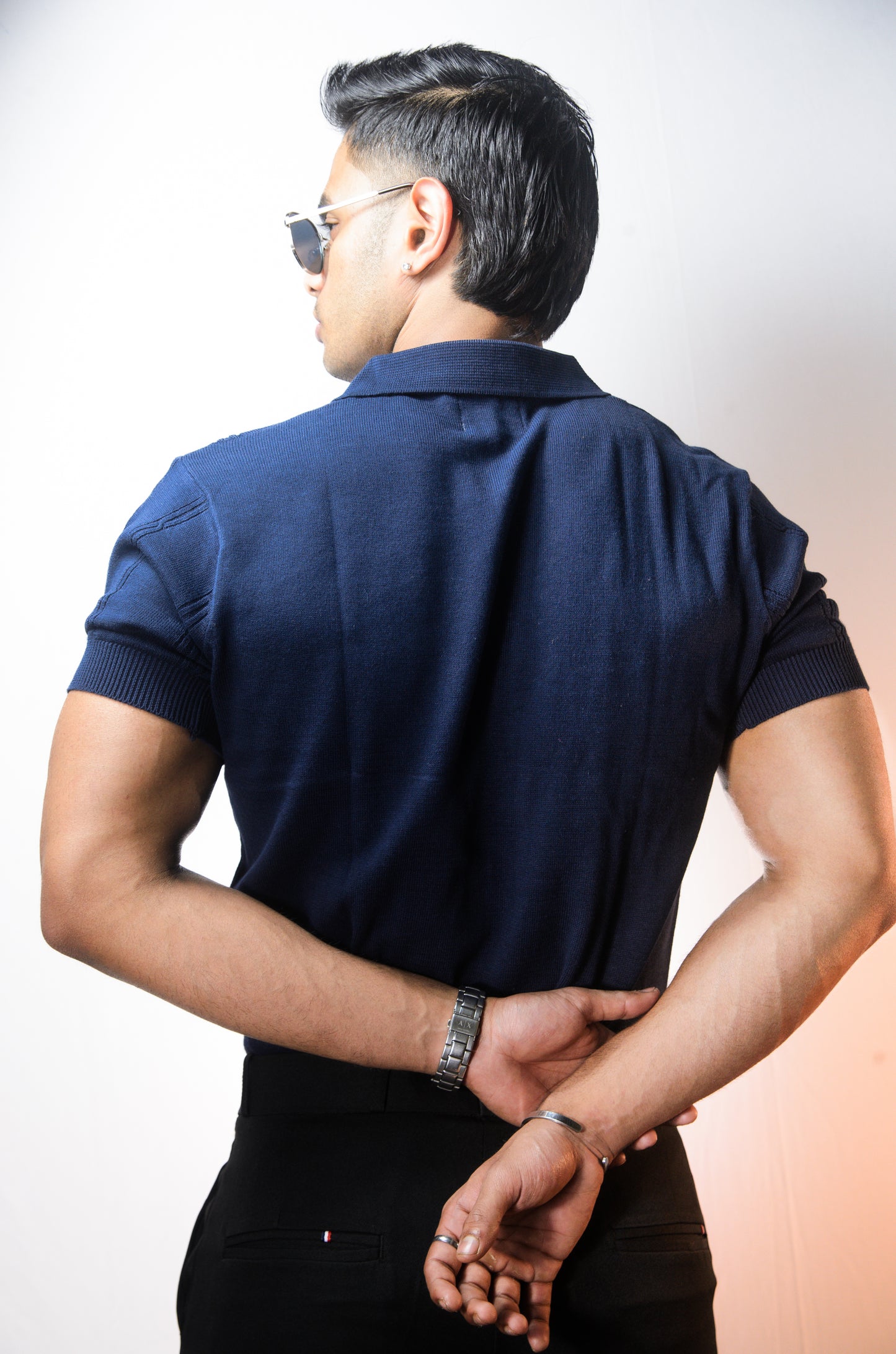 The Noiré Half Sleeve Polo - NAVY