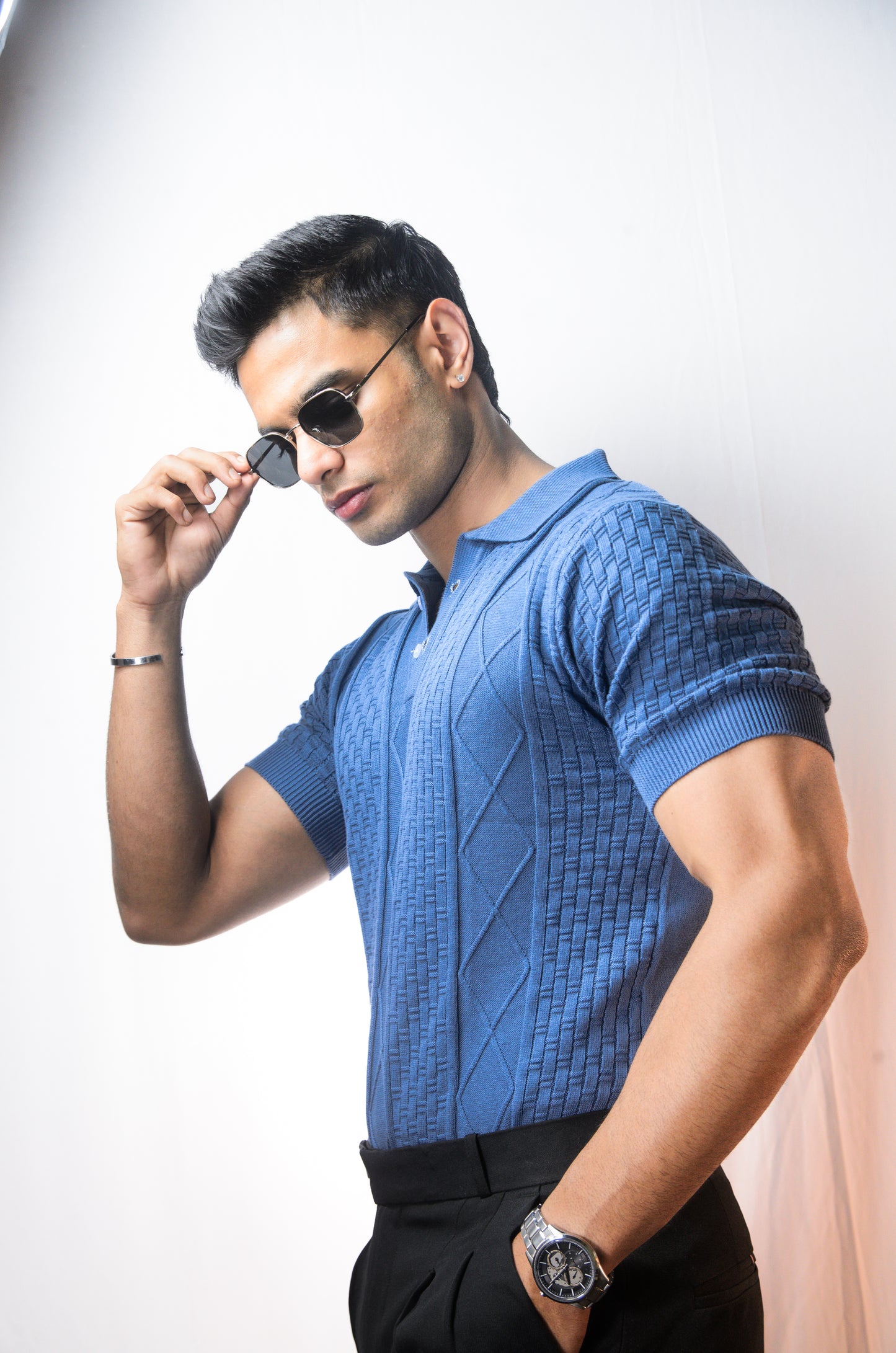 The Brookline Knit T-shirt - VINTAGE BLUE