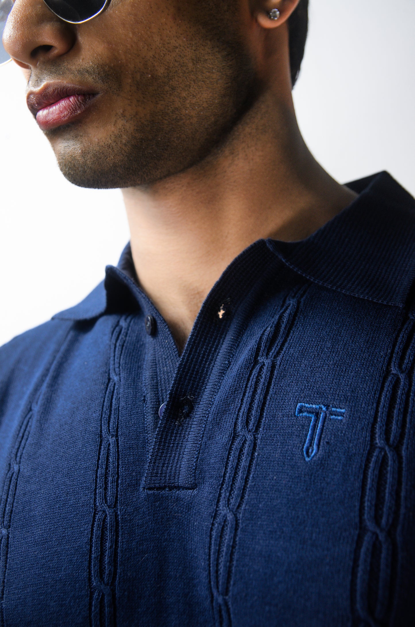 The Noiré Half Sleeve Polo - NAVY