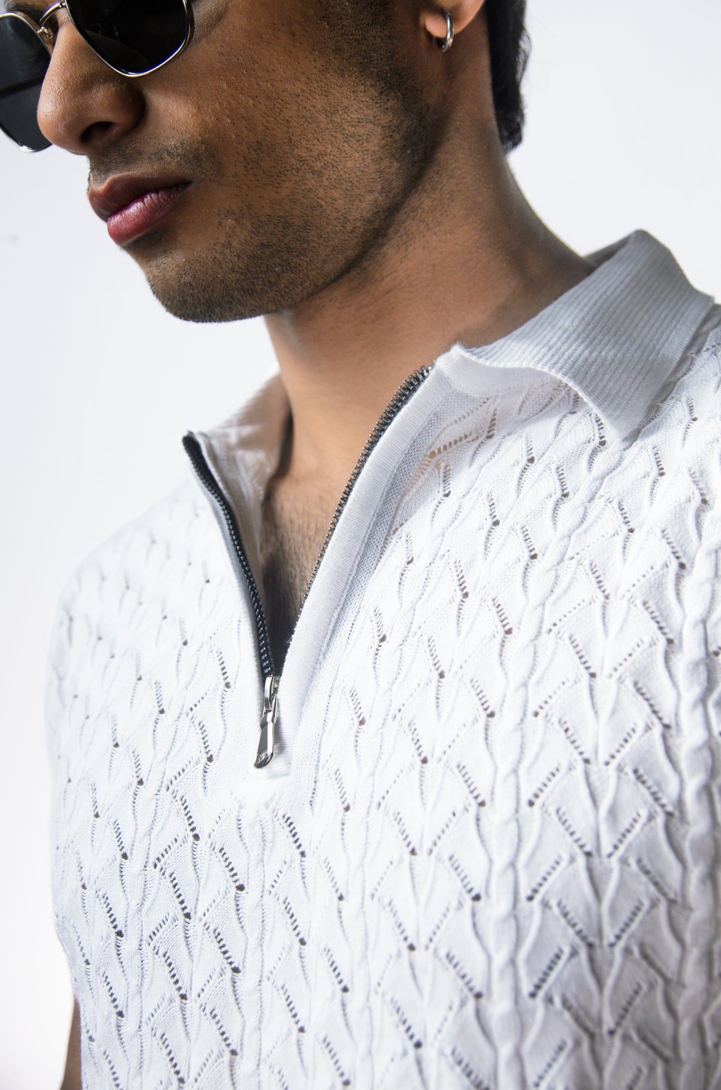 Palm Shade Polo-WHITE