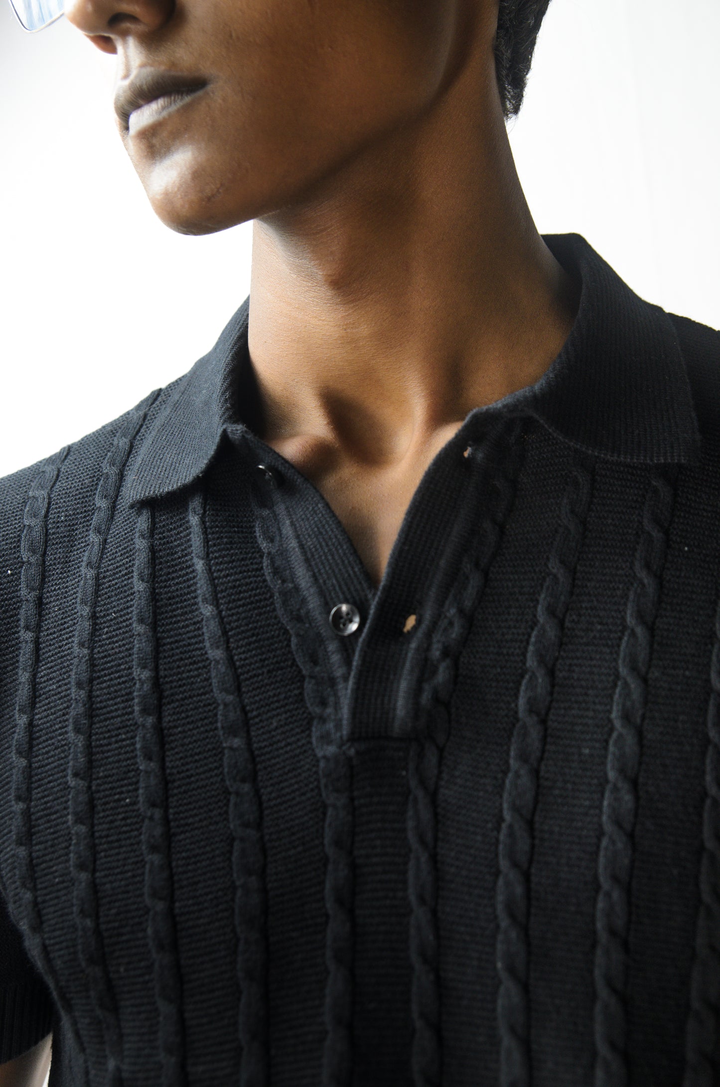 Cabel Knit T-Shirt - BLACK
