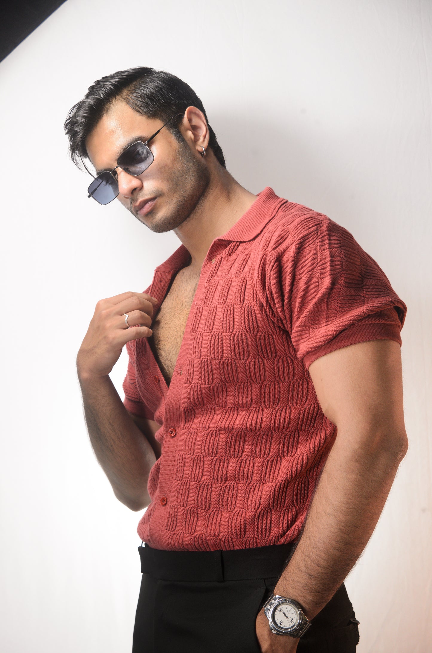 Knitcraft Classic Knitted Shirt - CORAL