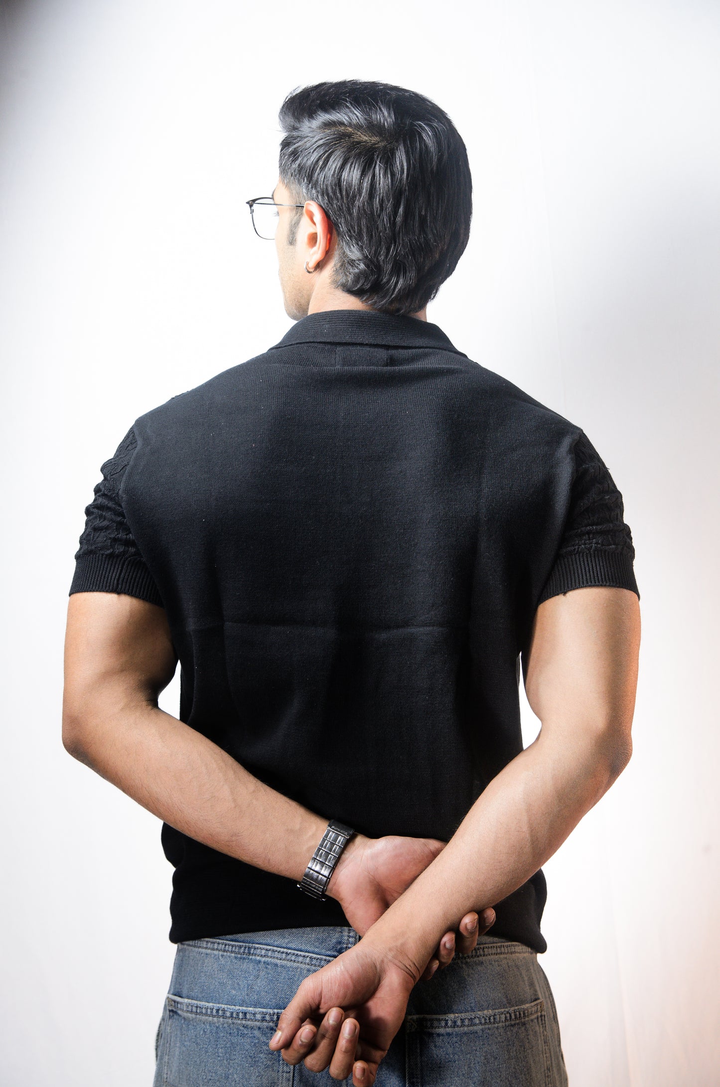 Palm Shade Polo-BLACK