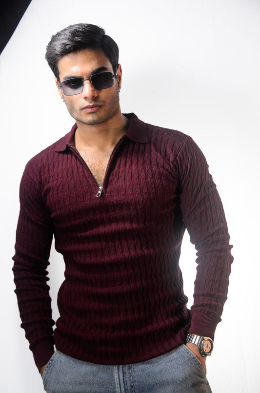 The Milanese Full Sleeve T-shirt-WINE