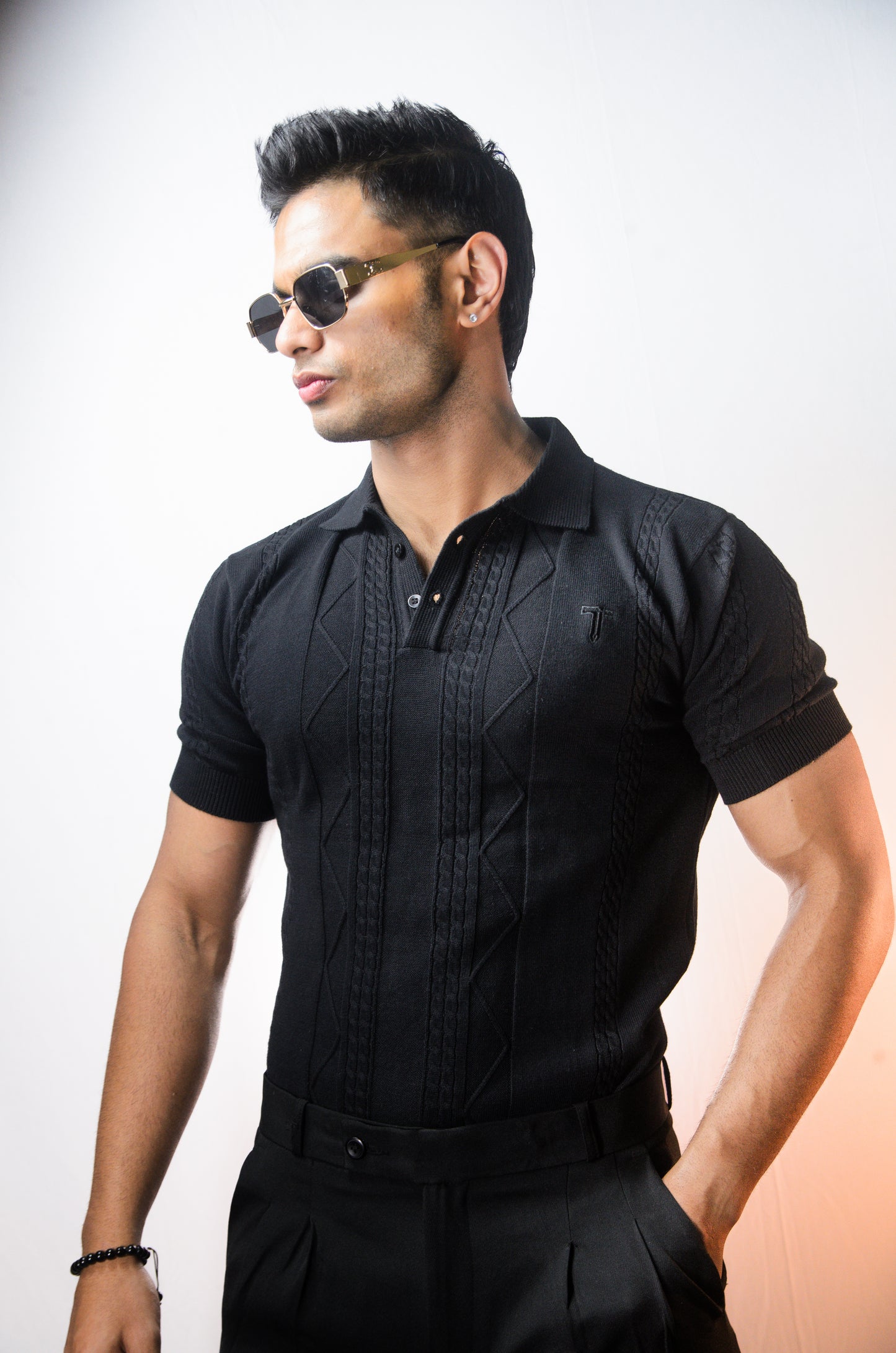 The Arden Half Sleeve Polo - BLACK