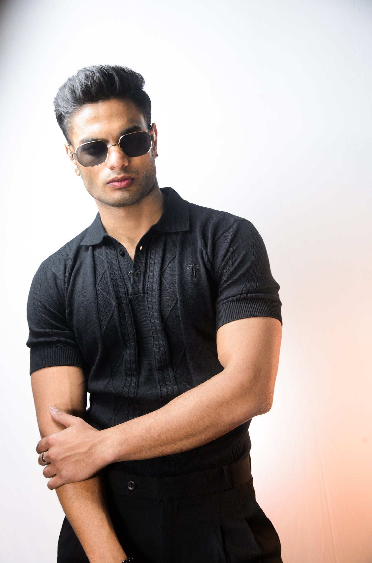 The Arden Half Sleeve Polo - BLACK