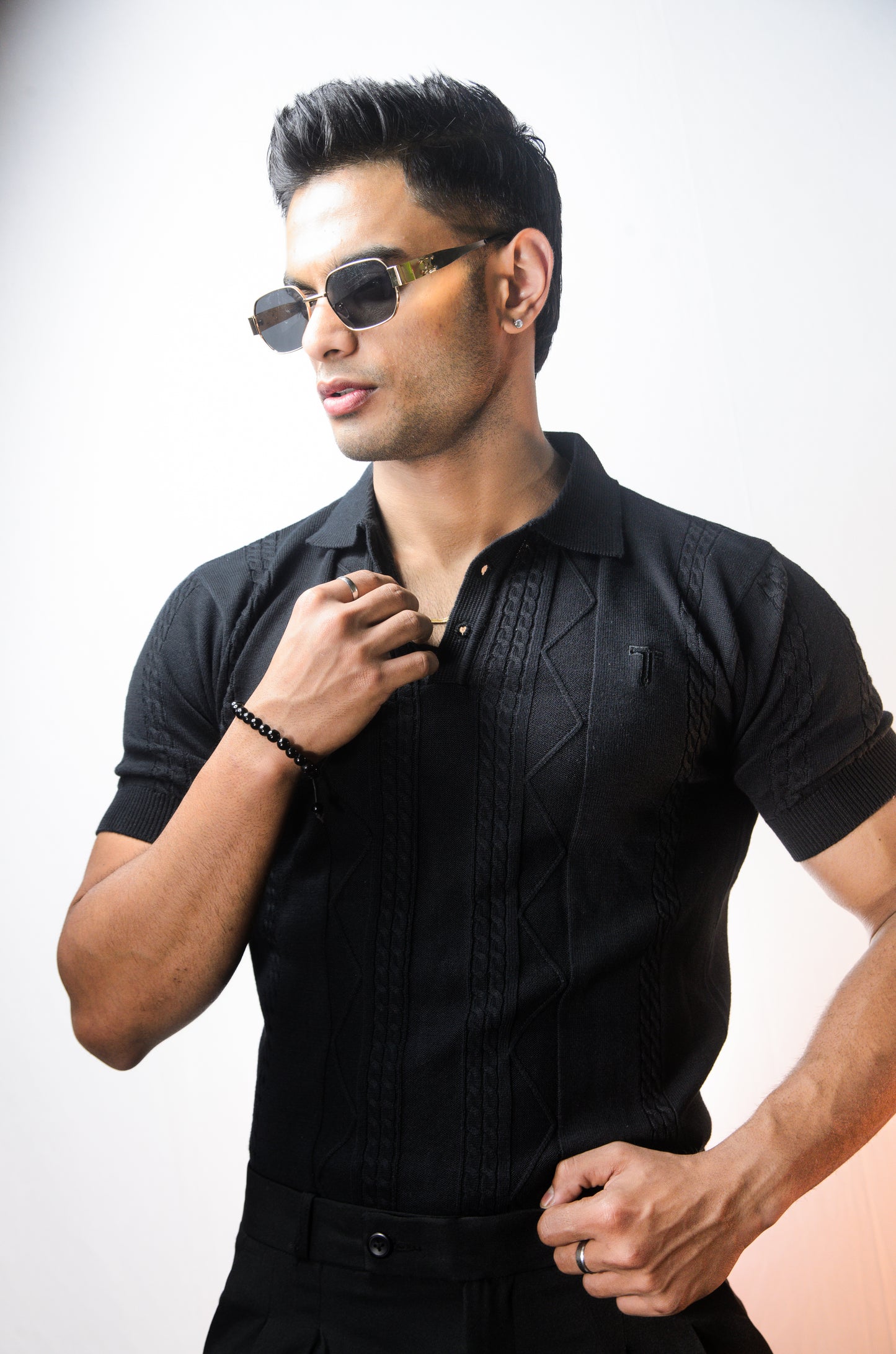 The Arden Half Sleeve Polo - BLACK