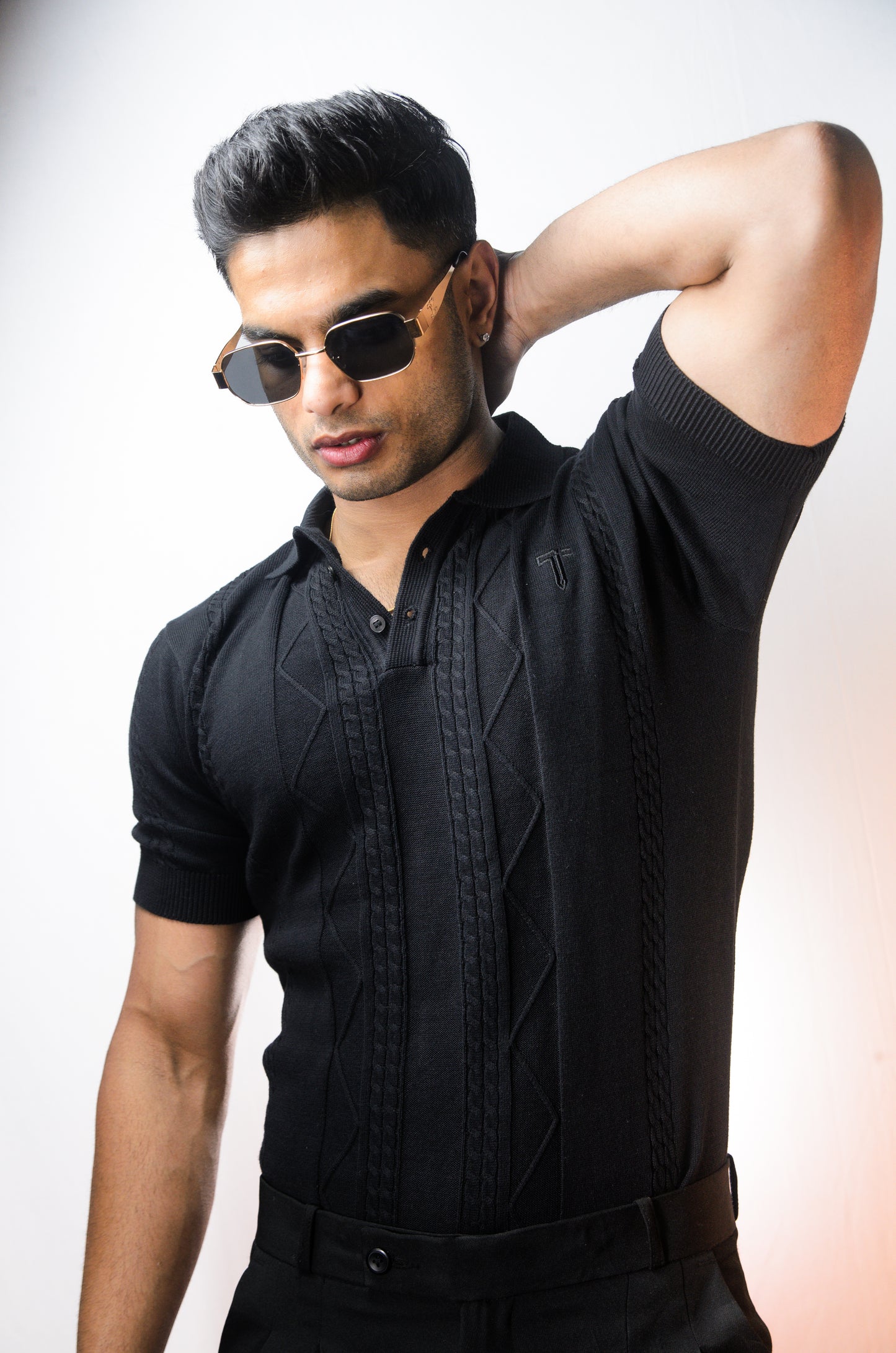The Arden Half Sleeve Polo - BLACK