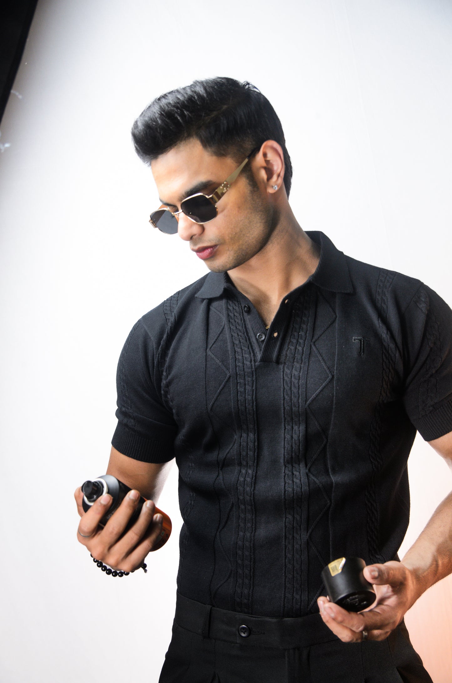 The Arden Half Sleeve Polo - BLACK