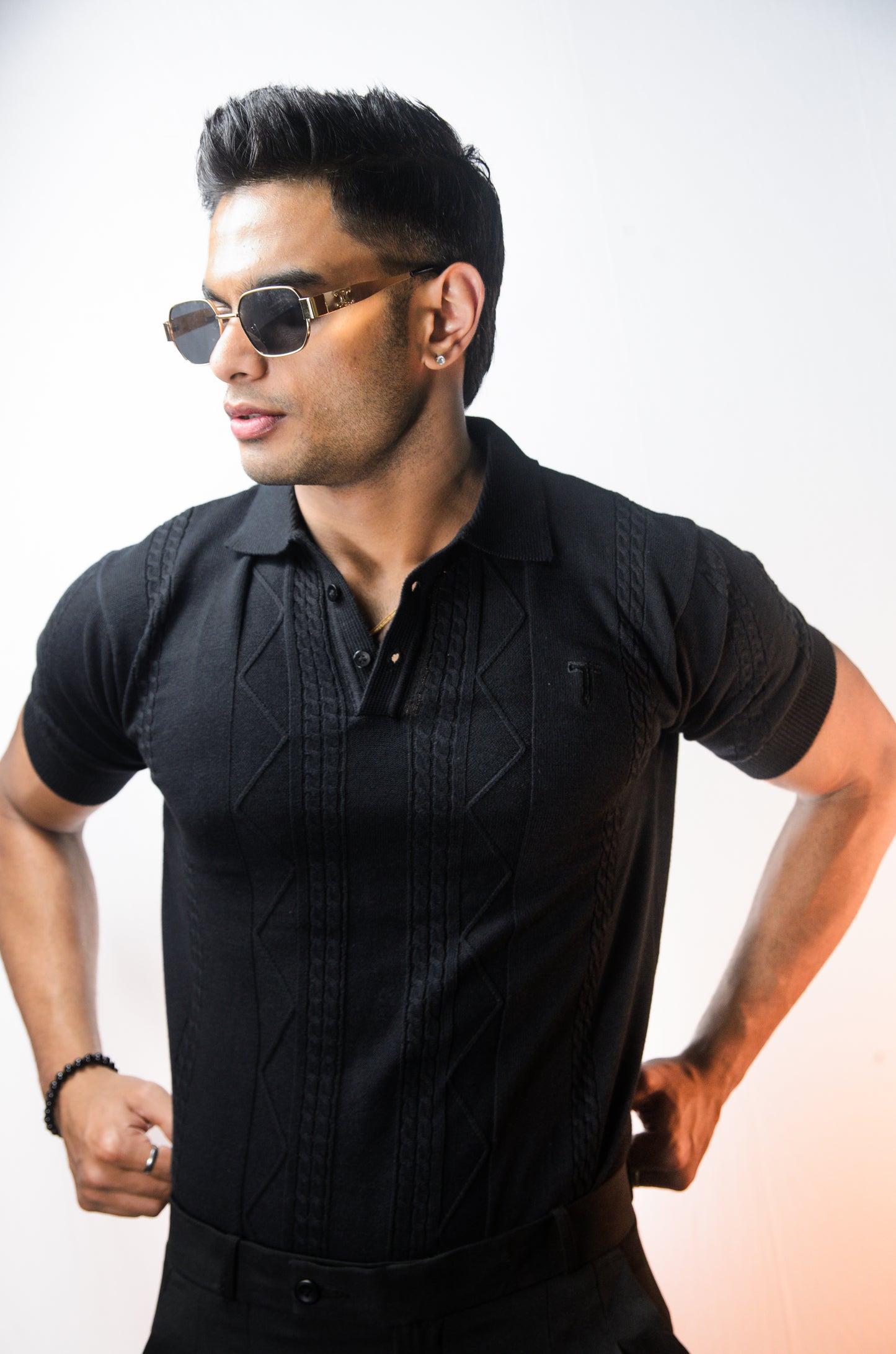 The Arden Half Sleeve Polo - BLACK