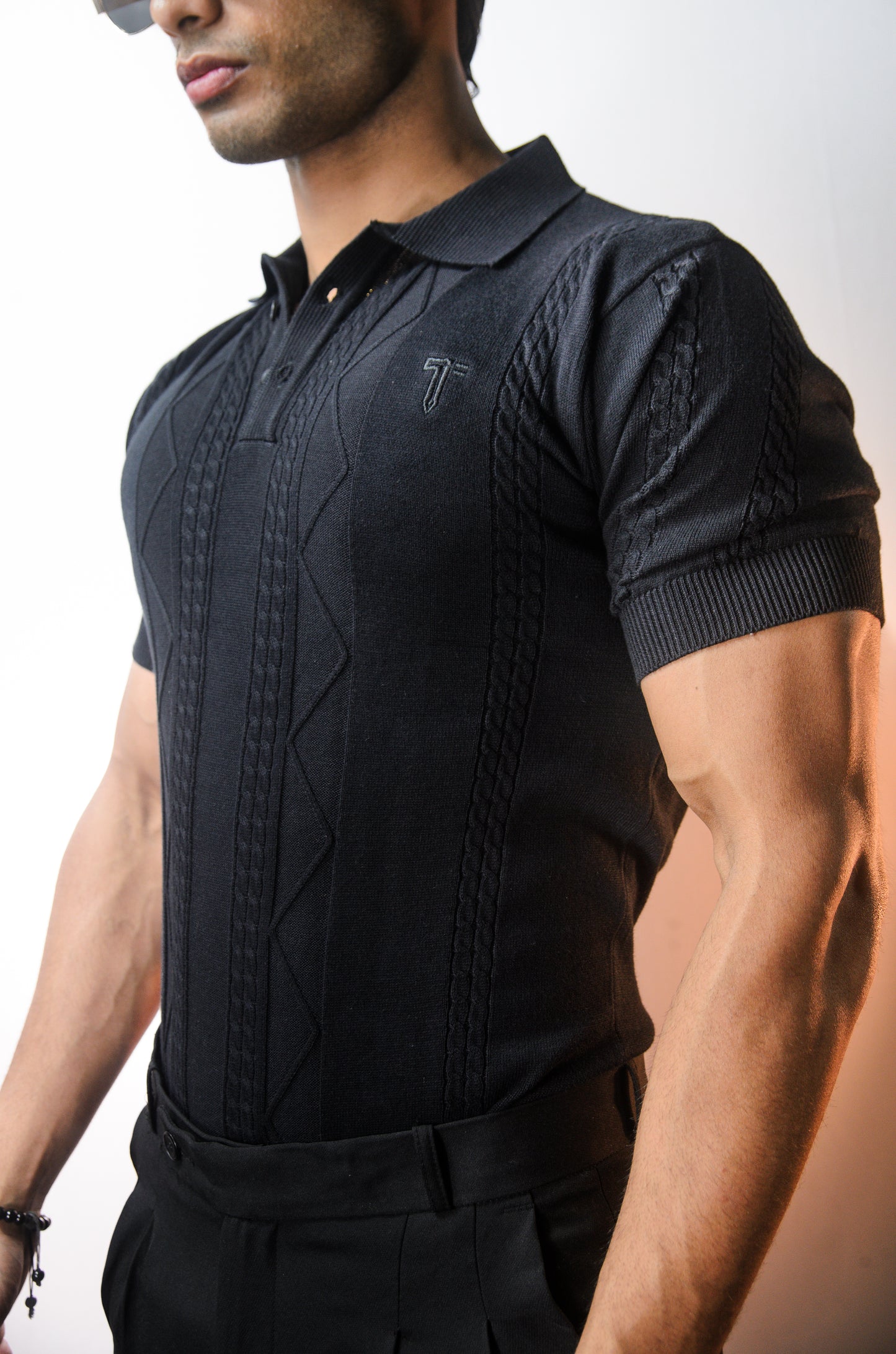 The Arden Half Sleeve Polo - BLACK