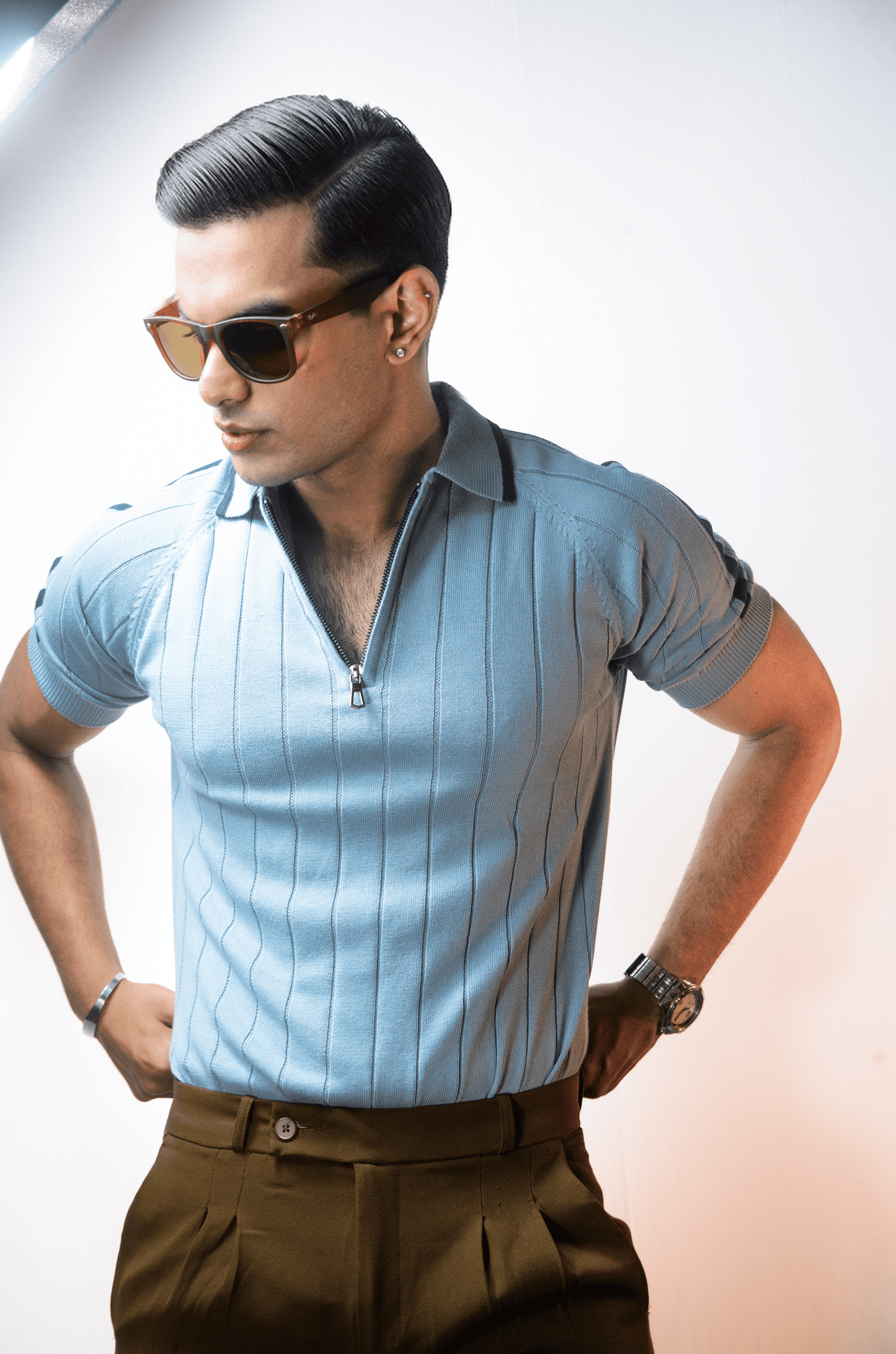 Clubline Textured Polo -  SKY BLUE