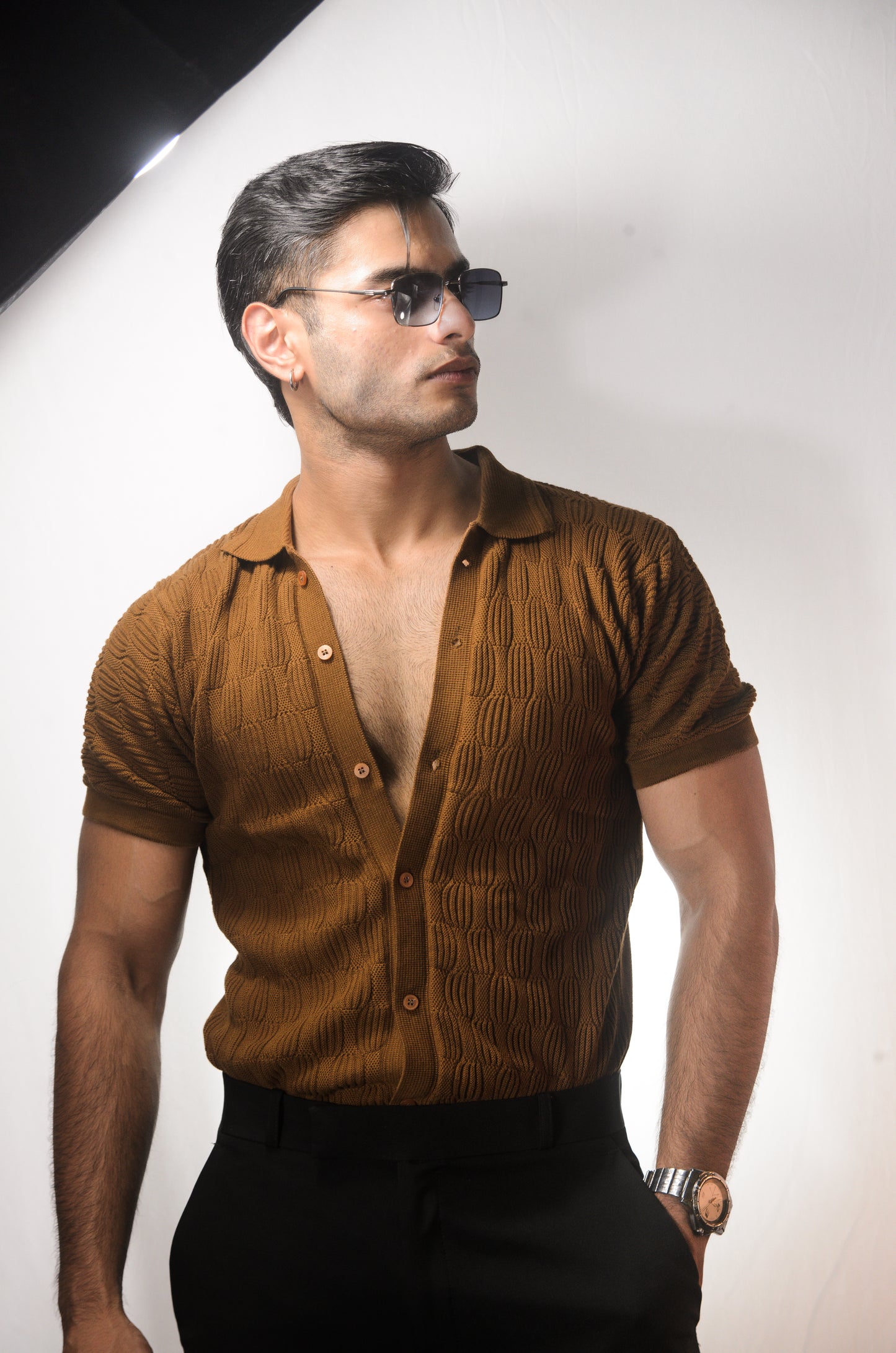 Knitcraft Classic Knitted Shirt - BROWN