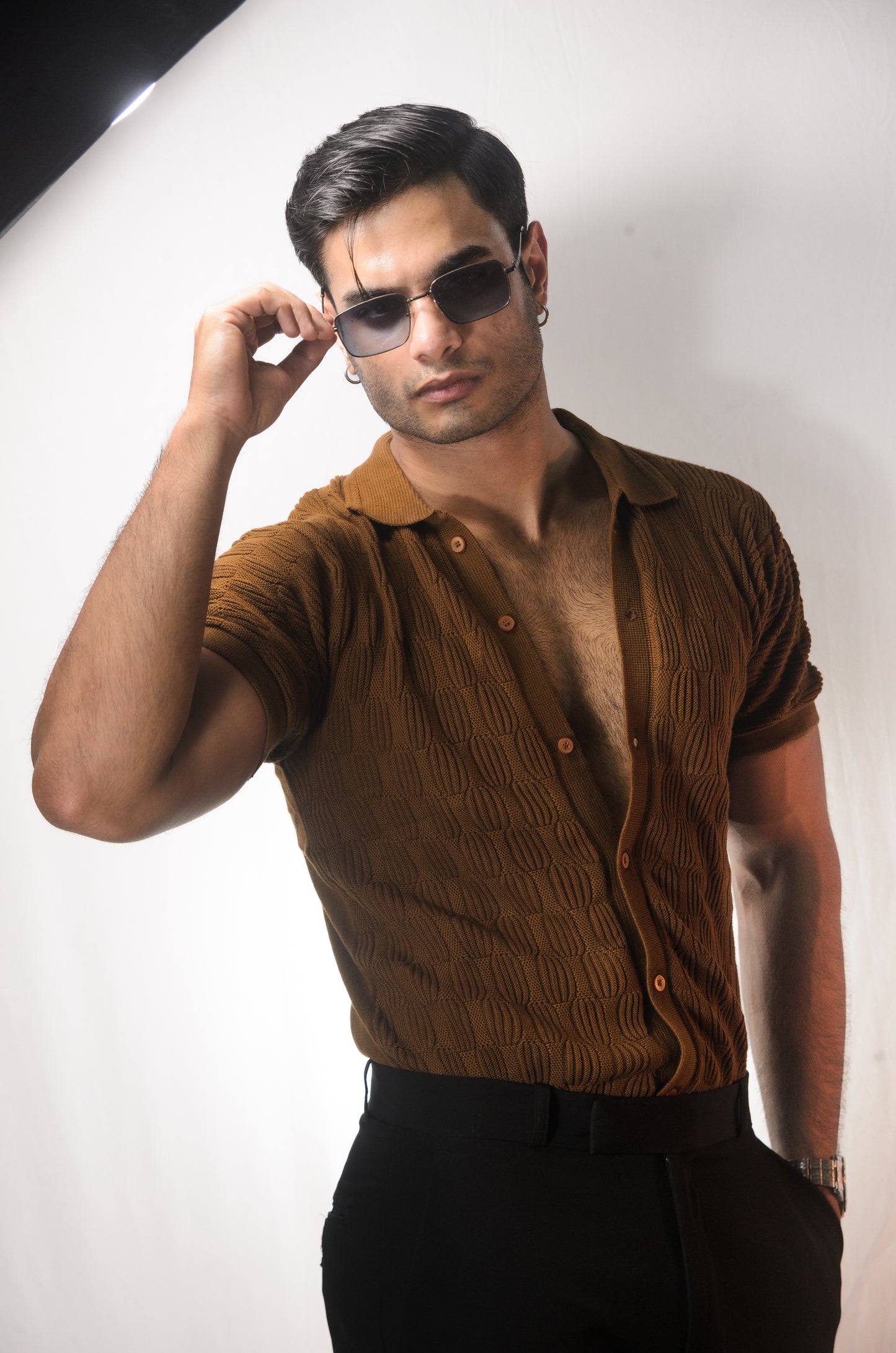 Knitcraft Classic Knitted Shirt - BROWN
