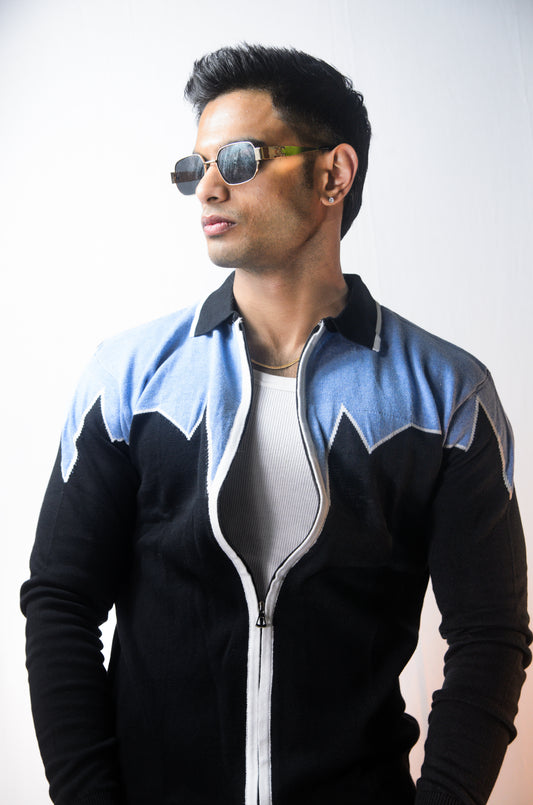 Alpine Crest Knit Full Zip T-Shirt - BLACK