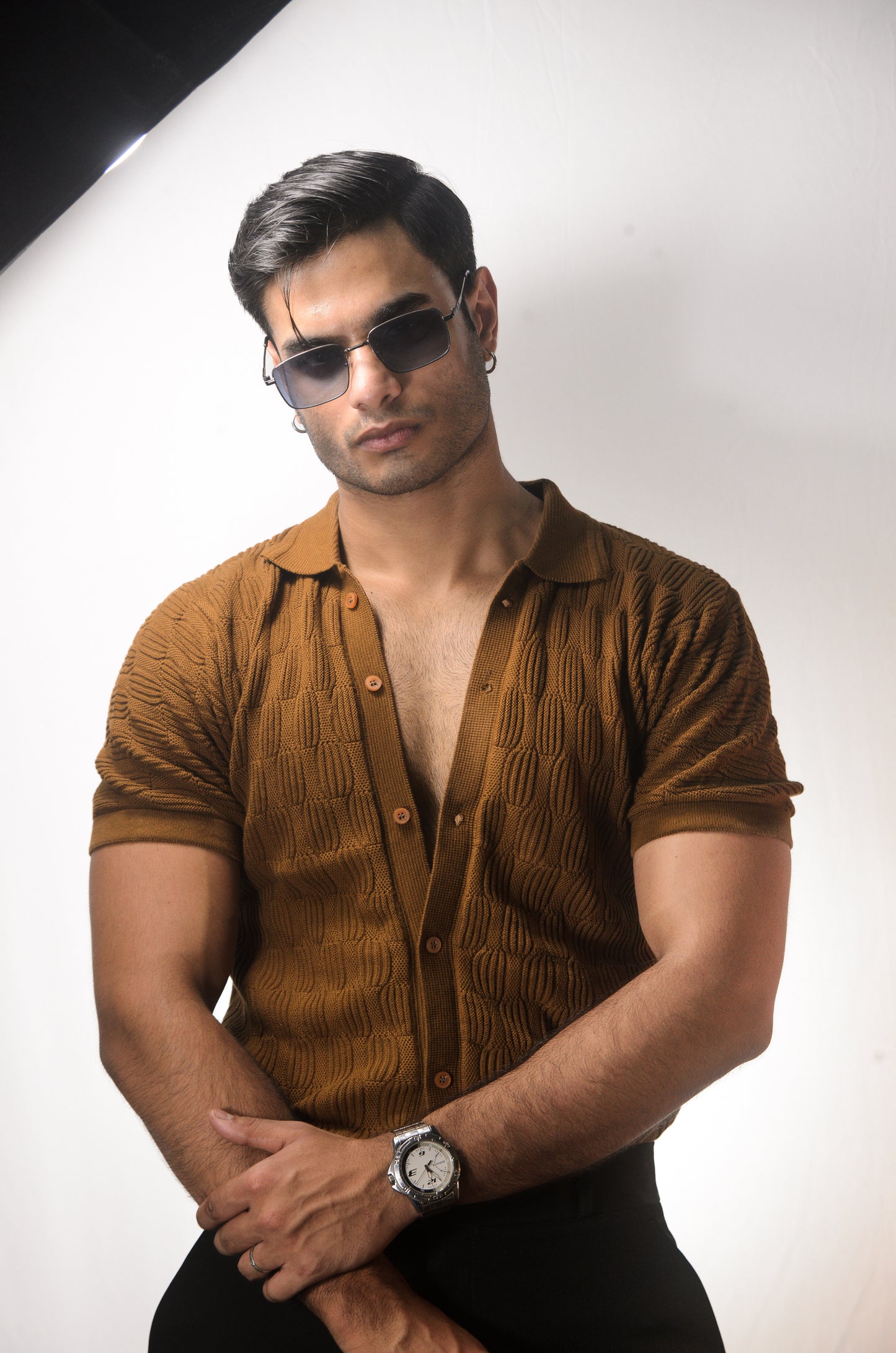 Knitcraft Classic Knitted Shirt - BROWN