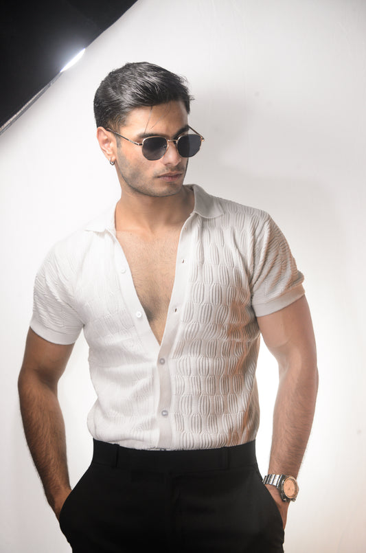 Knitcraft Classic Knitted Shirt - WHITE