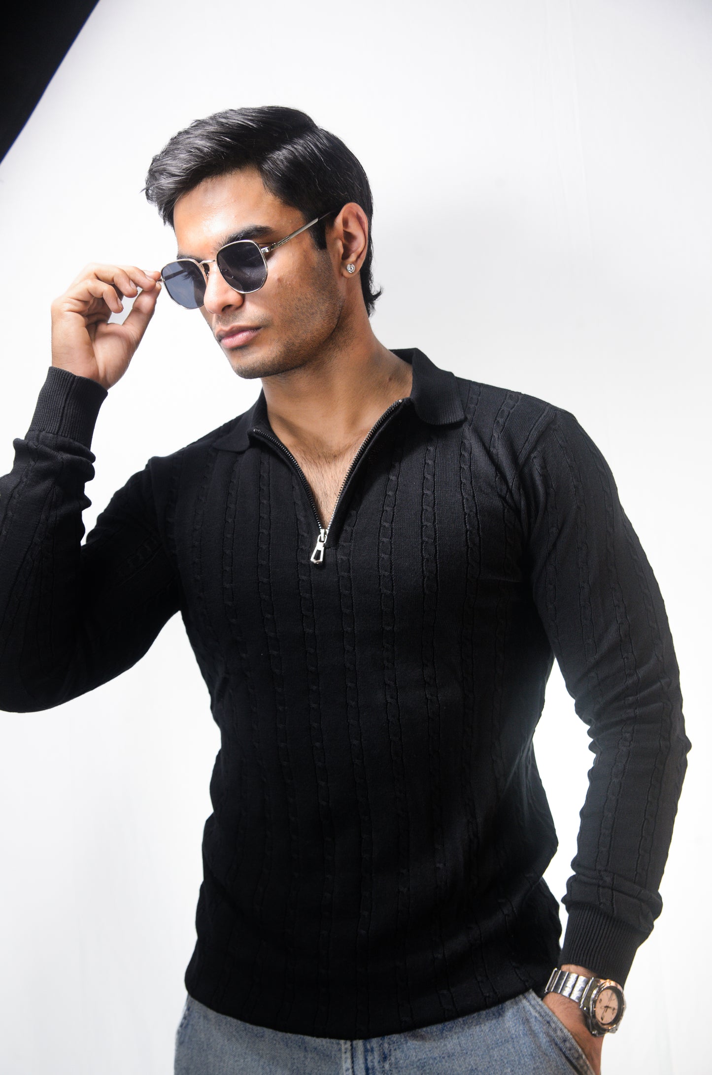 Swiss Elegance Full Sleeve T-shirt-BLACK