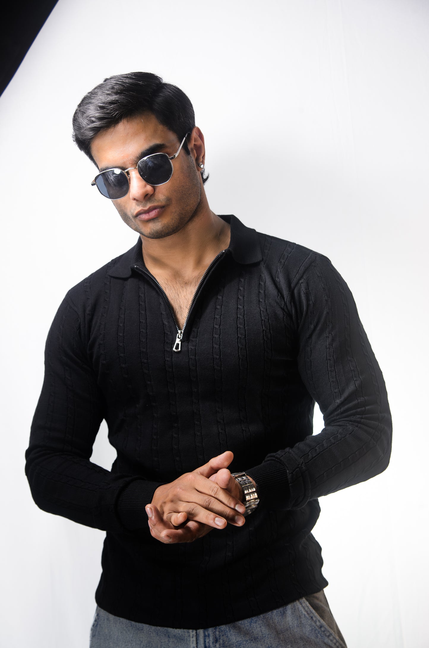 Swiss Elegance Full Sleeve T-shirt-BLACK