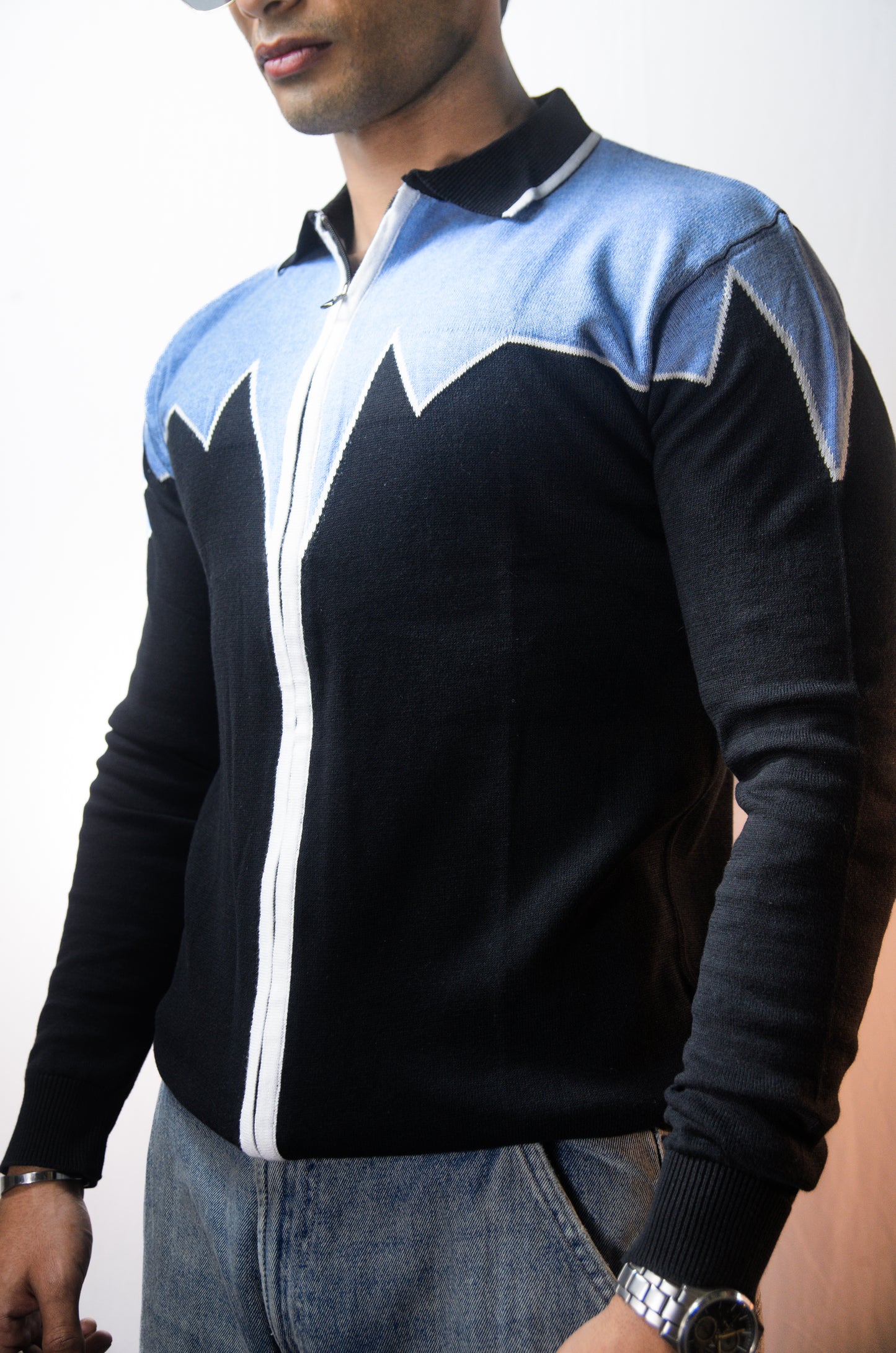 Alpine Crest Knit Full Zip T-Shirt - BLACK